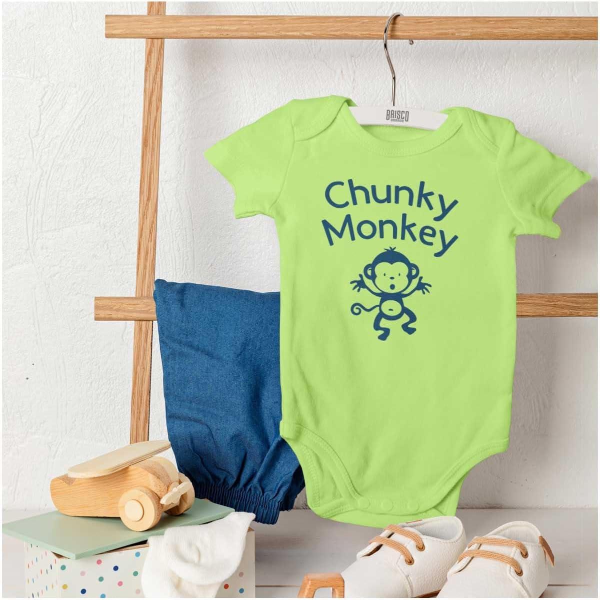 imageBrisco Brands Chunky Monkey Adorable Animal Babies Baby Romper Boys or GirlsKey Lime