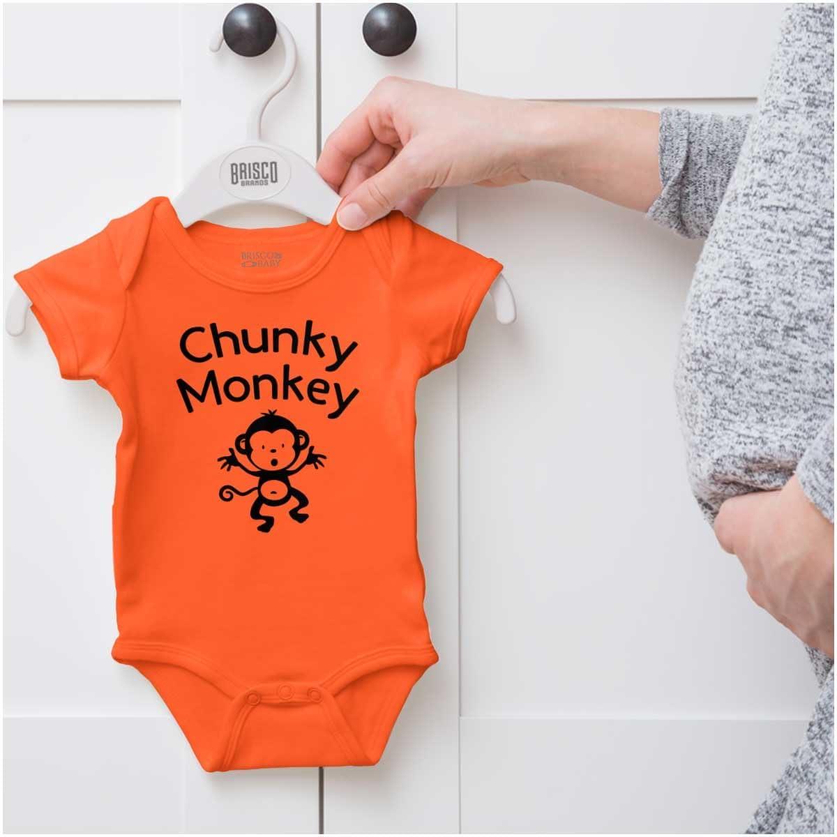 imageBrisco Brands Chunky Monkey Adorable Animal Babies Baby Romper Boys or GirlsOrange