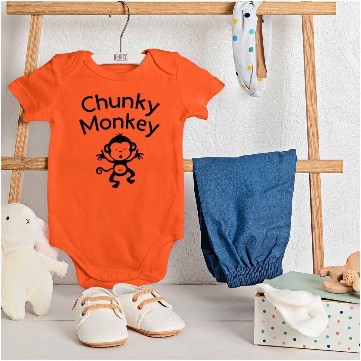 imageBrisco Brands Chunky Monkey Adorable Animal Babies Baby Romper Boys or GirlsOrange