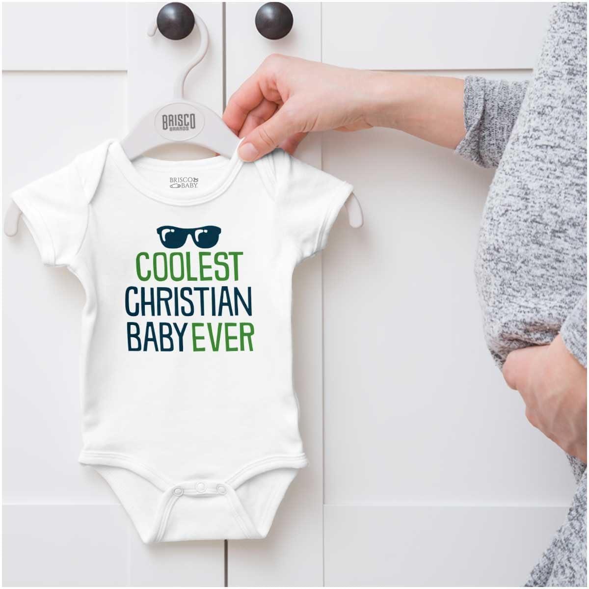 imageBrisco Brands Coolest Christian Baby Ever Religious Baby Romper Boys or GirlsWhite