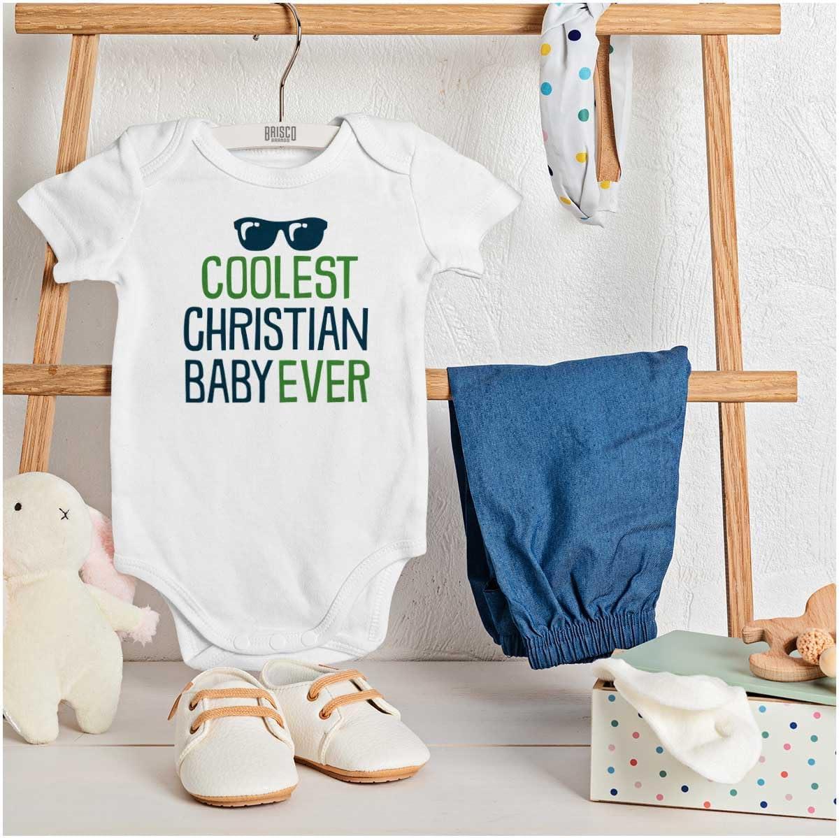imageBrisco Brands Coolest Christian Baby Ever Religious Baby Romper Boys or GirlsWhite