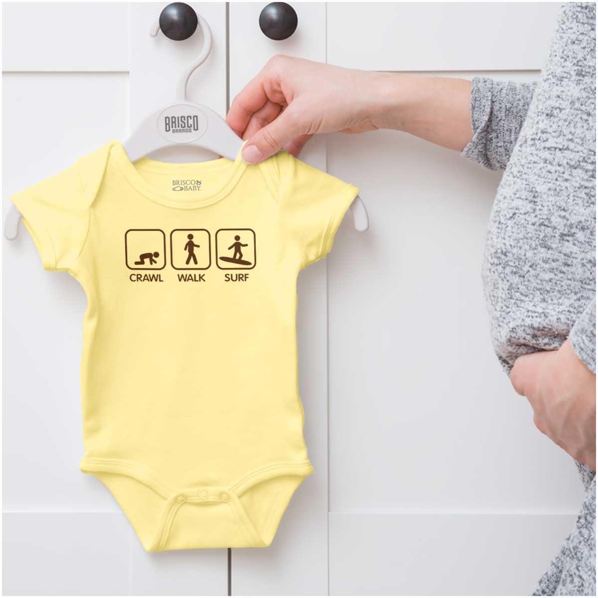 imageBrisco Brands Crawl Walk Surf Baby Romper Boys or GirlsBanana