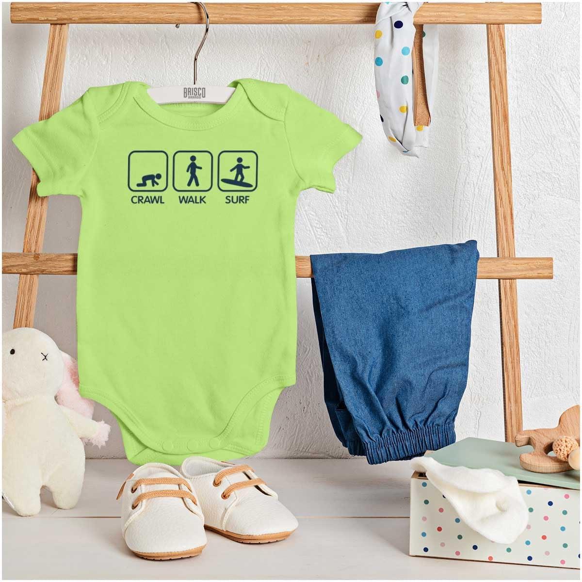 imageBrisco Brands Crawl Walk Surf Baby Romper Boys or GirlsKey Lime