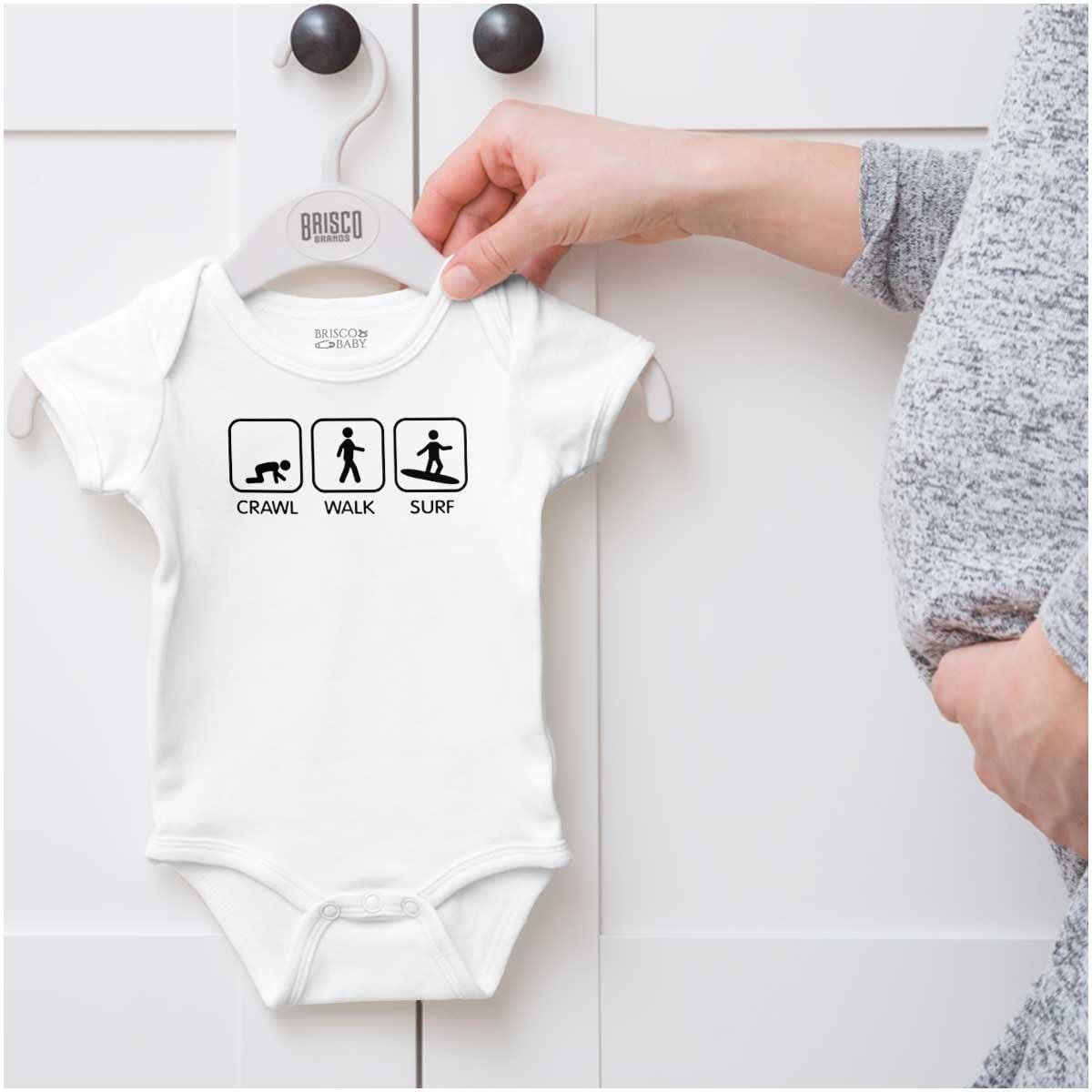 imageBrisco Brands Crawl Walk Surf Baby Romper Boys or GirlsWhite