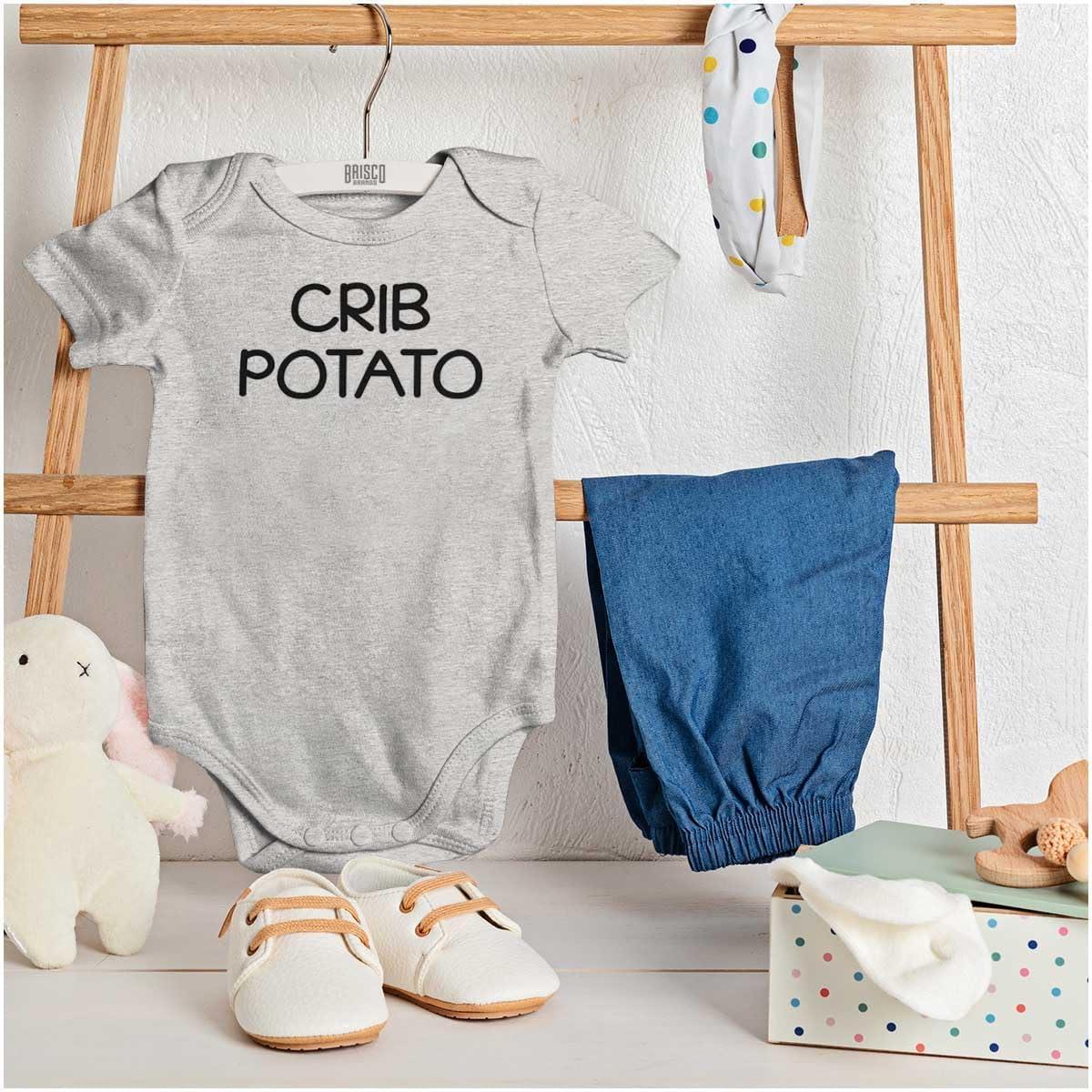 imageBrisco Brands Crib Couch Potato Lazy Cute Funny Baby Romper Boys or GirlsHeather