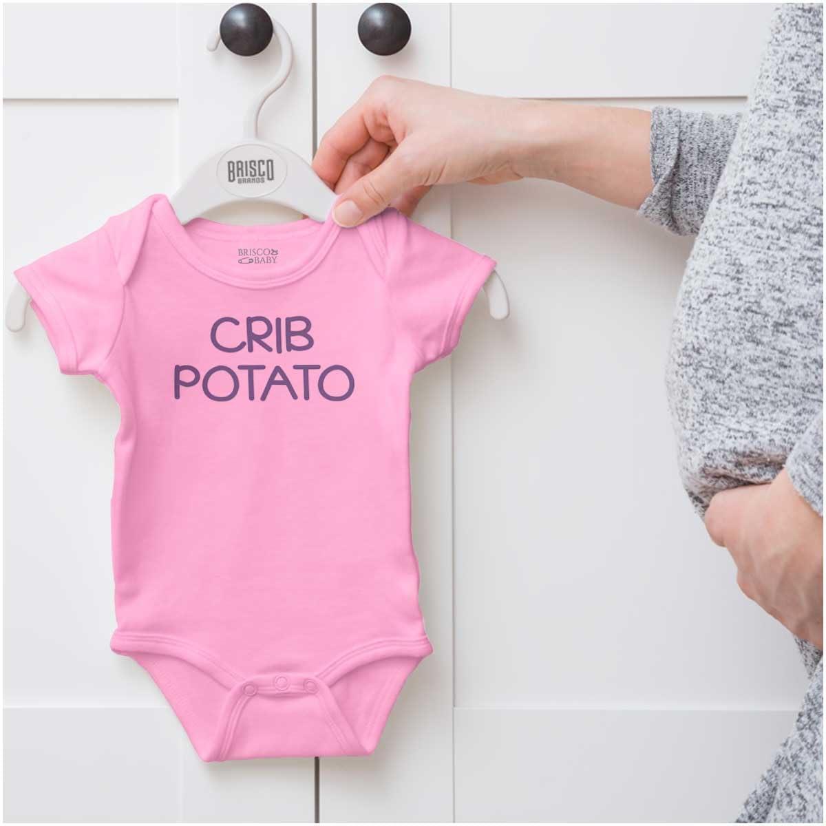 imageBrisco Brands Crib Couch Potato Lazy Cute Funny Baby Romper Boys or GirlsPink