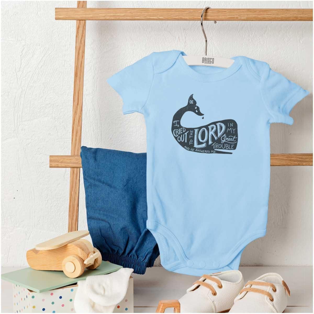 imageBrisco Brands Cried Out To The Lord He Answered Baby Romper Boys or GirlsLight Blue