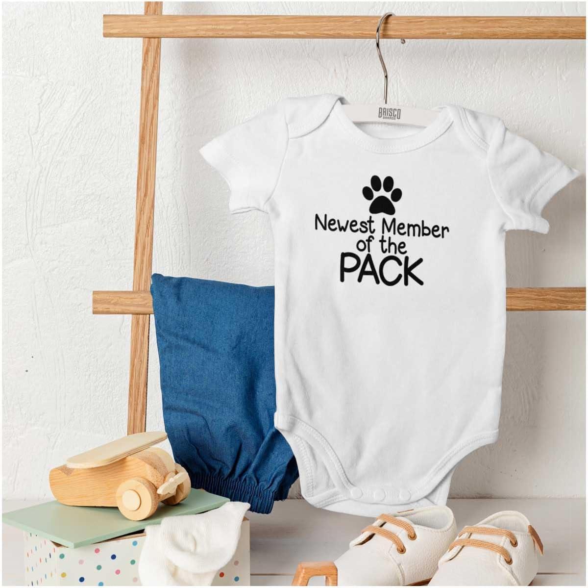 imageBrisco Brands Cute Member of the Pack Paw Print Baby Romper Boys or GirlsWhite
