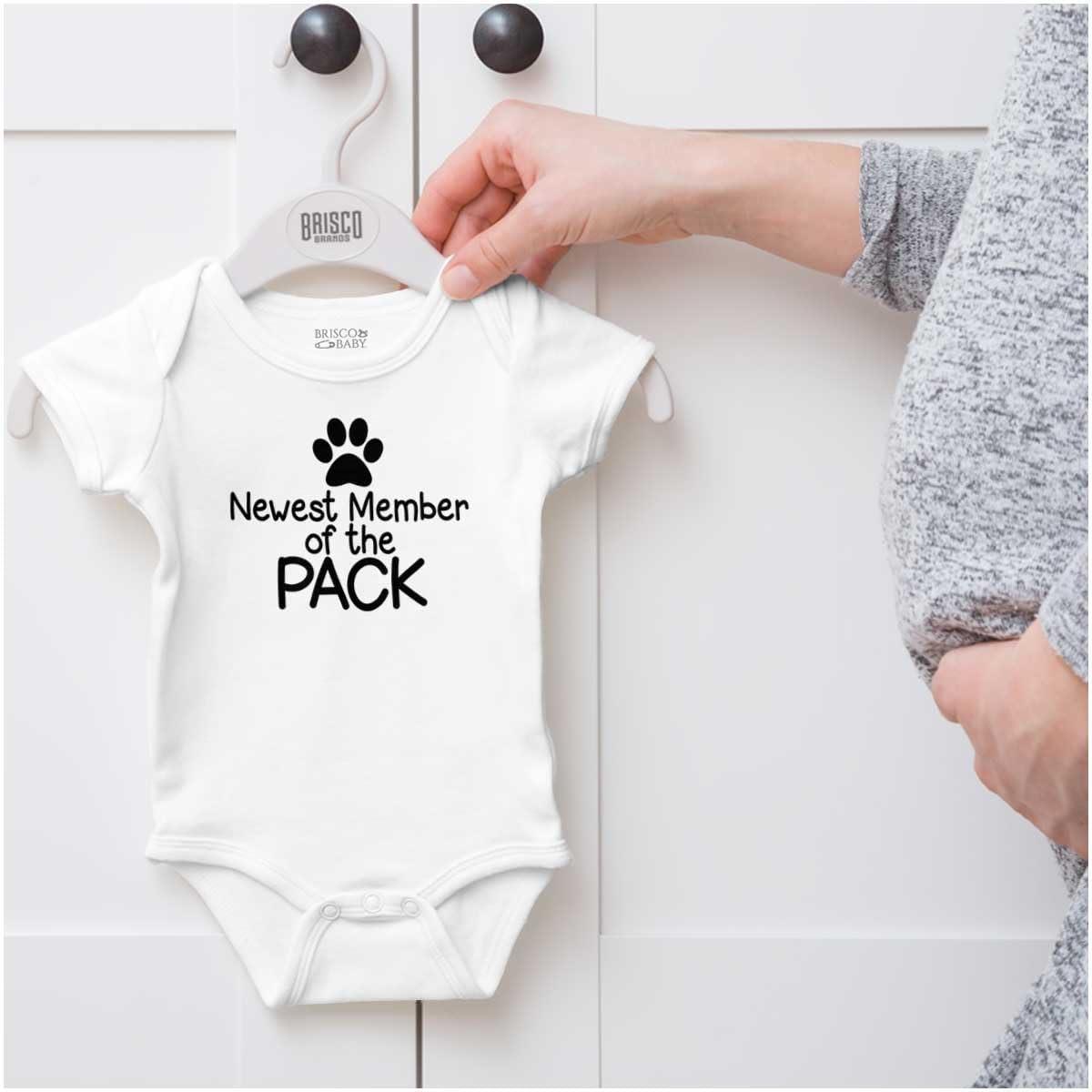 imageBrisco Brands Cute Member of the Pack Paw Print Baby Romper Boys or GirlsWhite