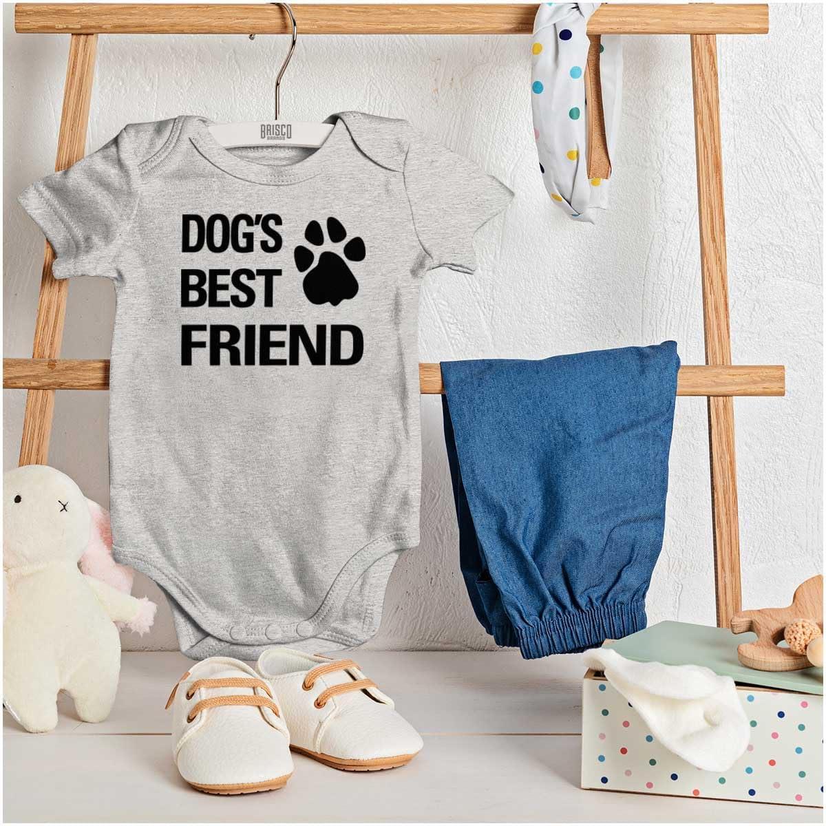 imageBrisco Brands Dogs Mans Best Friend Cute Baby Romper Boys or GirlsHeather