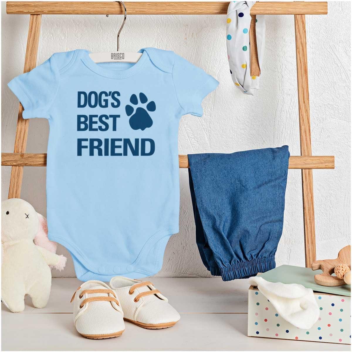imageBrisco Brands Dogs Mans Best Friend Cute Baby Romper Boys or GirlsLight Blue
