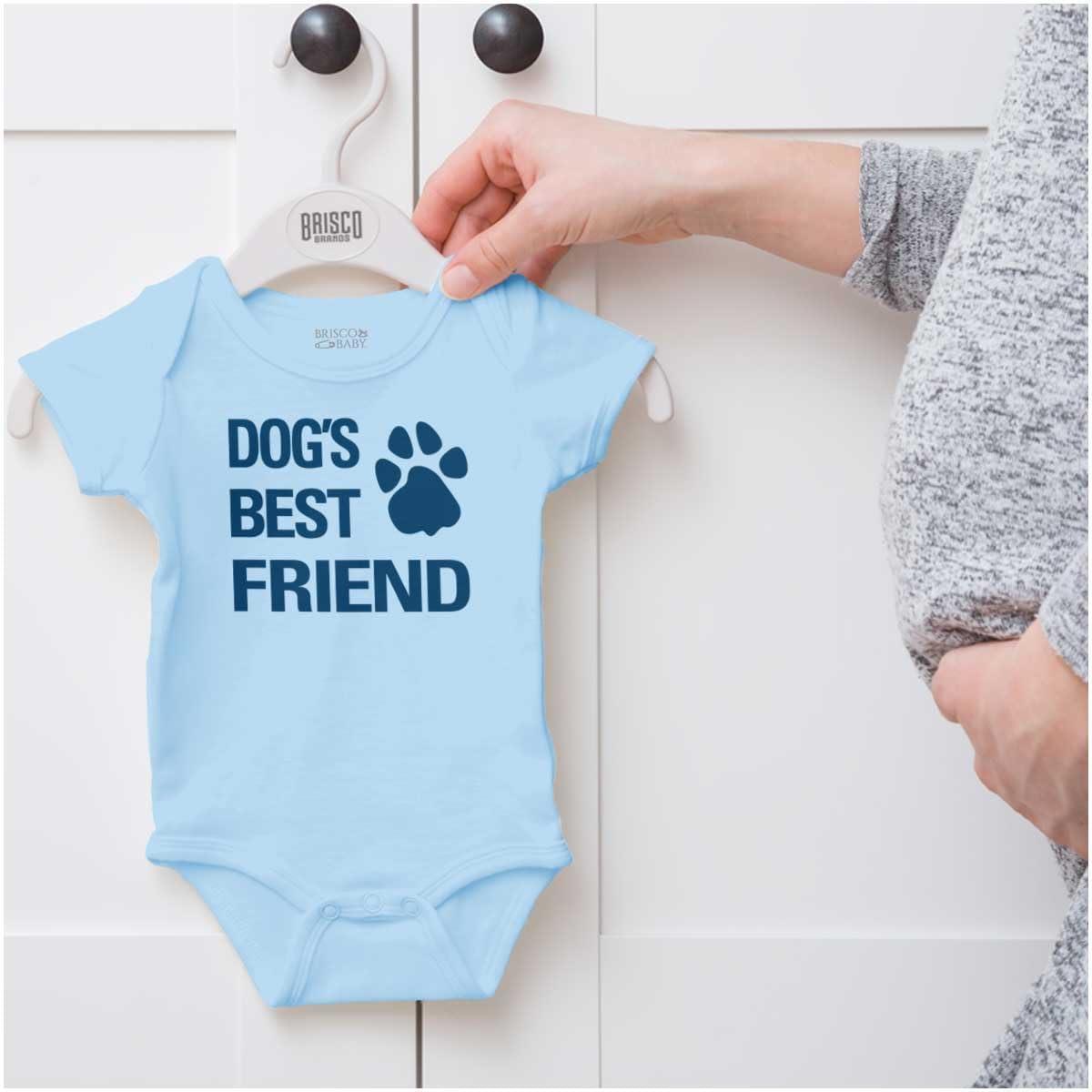 imageBrisco Brands Dogs Mans Best Friend Cute Baby Romper Boys or GirlsLight Blue