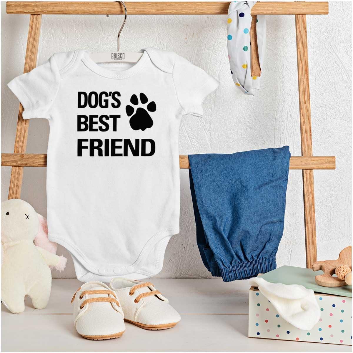 imageBrisco Brands Dogs Mans Best Friend Cute Baby Romper Boys or GirlsWhite