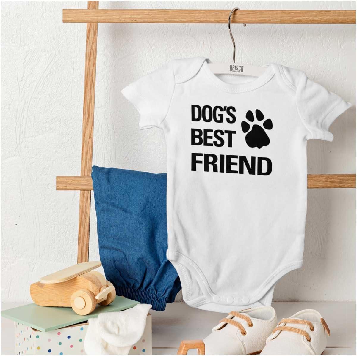 imageBrisco Brands Dogs Mans Best Friend Cute Baby Romper Boys or GirlsWhite