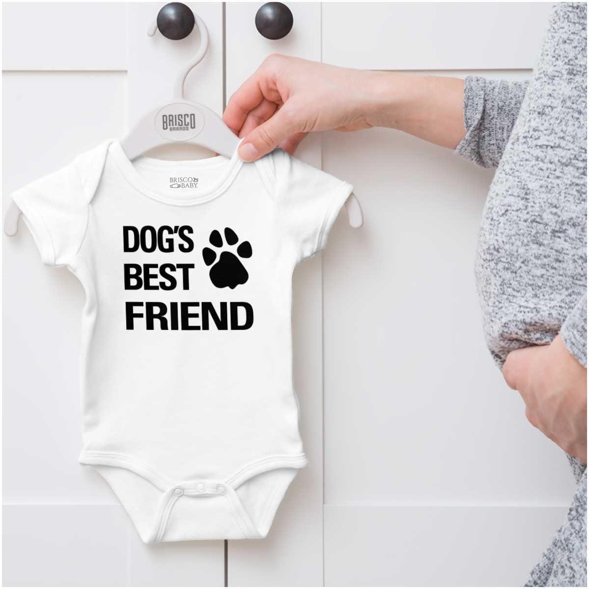 imageBrisco Brands Dogs Mans Best Friend Cute Baby Romper Boys or GirlsWhite