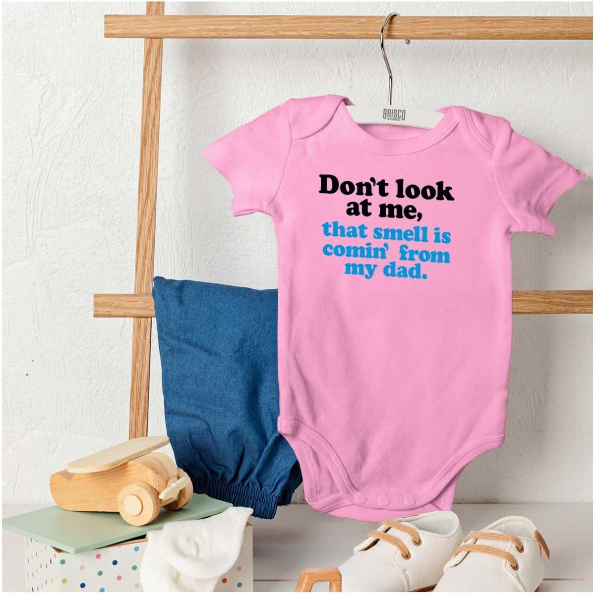 imageBrisco Brands Dont Look At Me Smell From Daddy Baby Romper Boys or GirlsPink