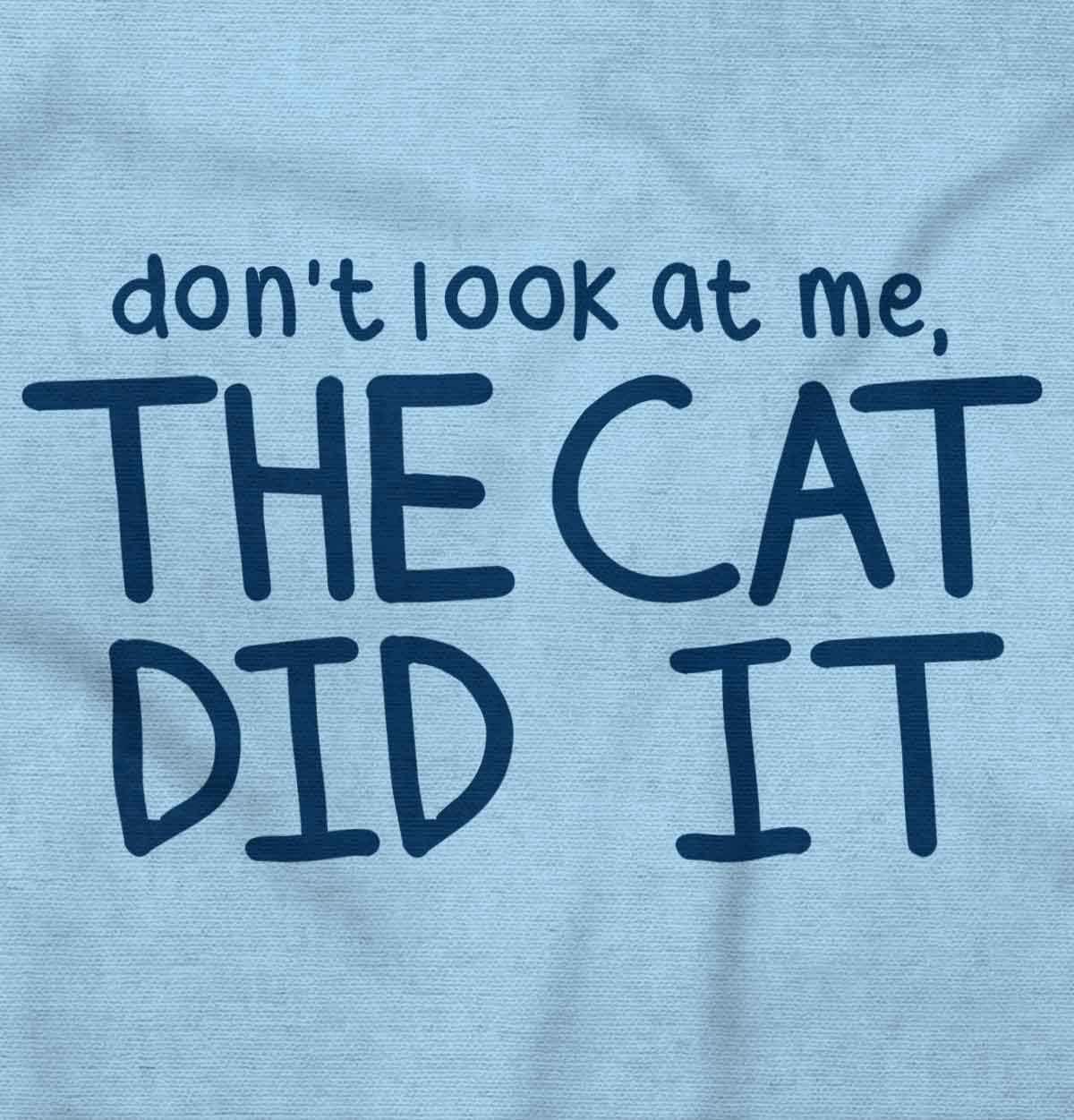imageBrisco Brands Dont Look At Me The Cat Did It Baby Romper Boys or GirlsLight Blue