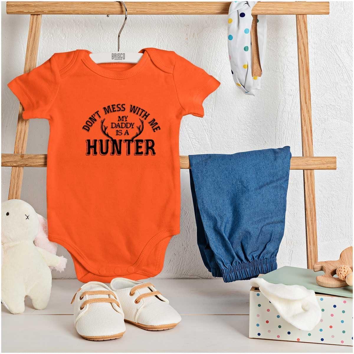 imageBrisco Brands Dont Mess With Me Daddys A Hunter Baby Bodysuit Jumper GirlsOrange