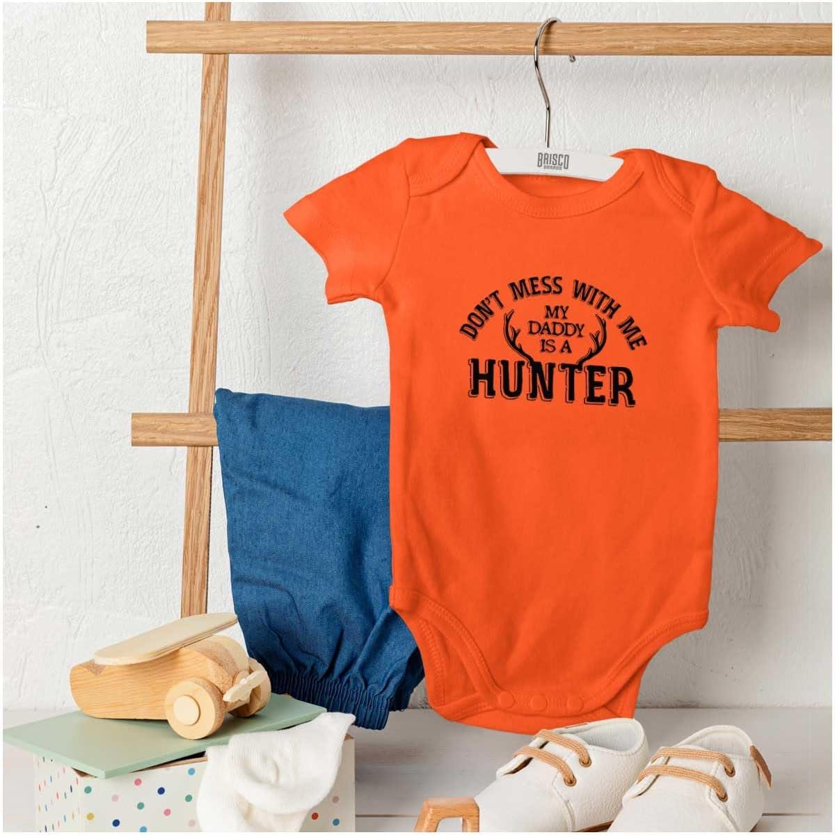 imageBrisco Brands Dont Mess With Me Daddys A Hunter Baby Bodysuit Jumper GirlsOrange