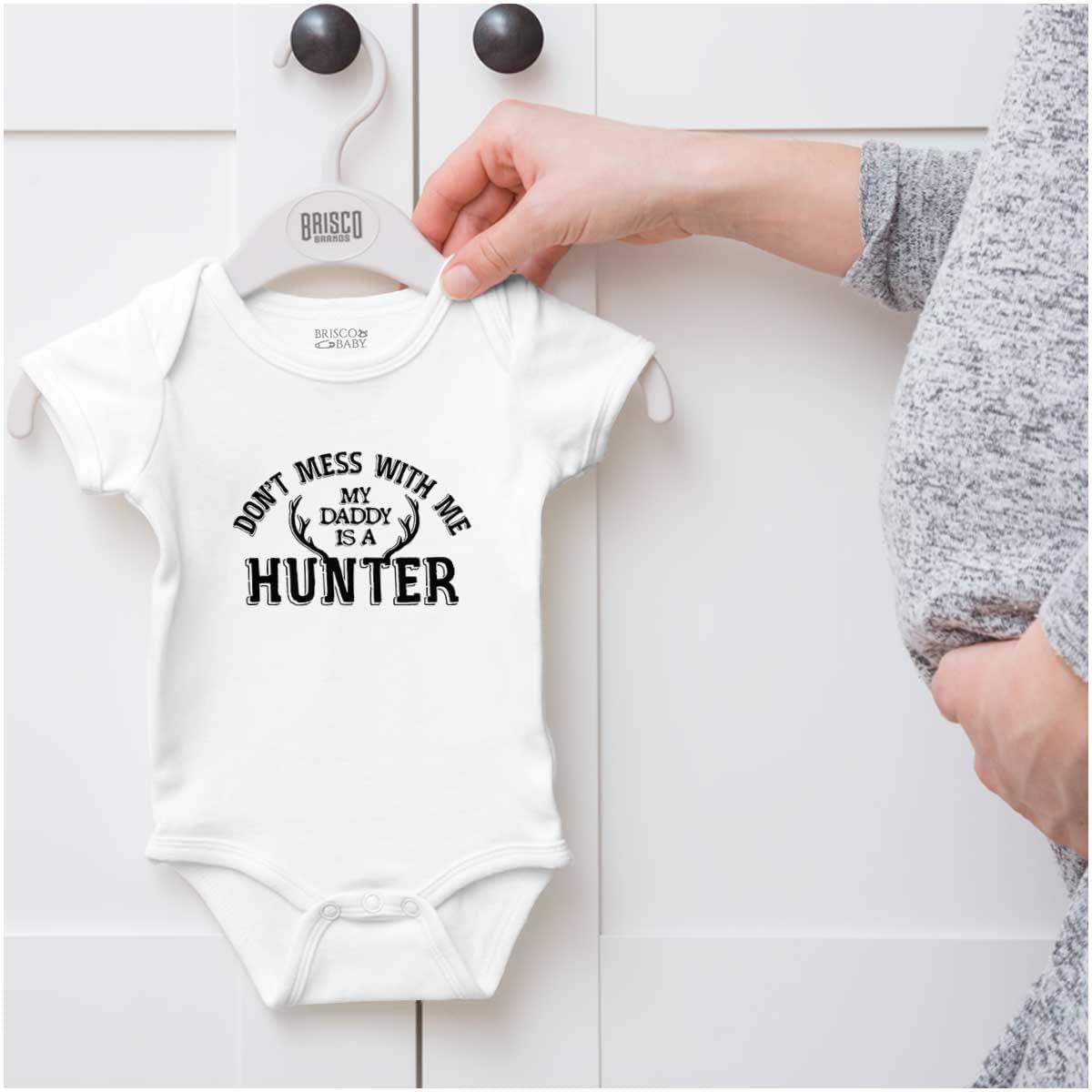 imageBrisco Brands Dont Mess With Me Daddys A Hunter Baby Bodysuit Jumper GirlsWhite