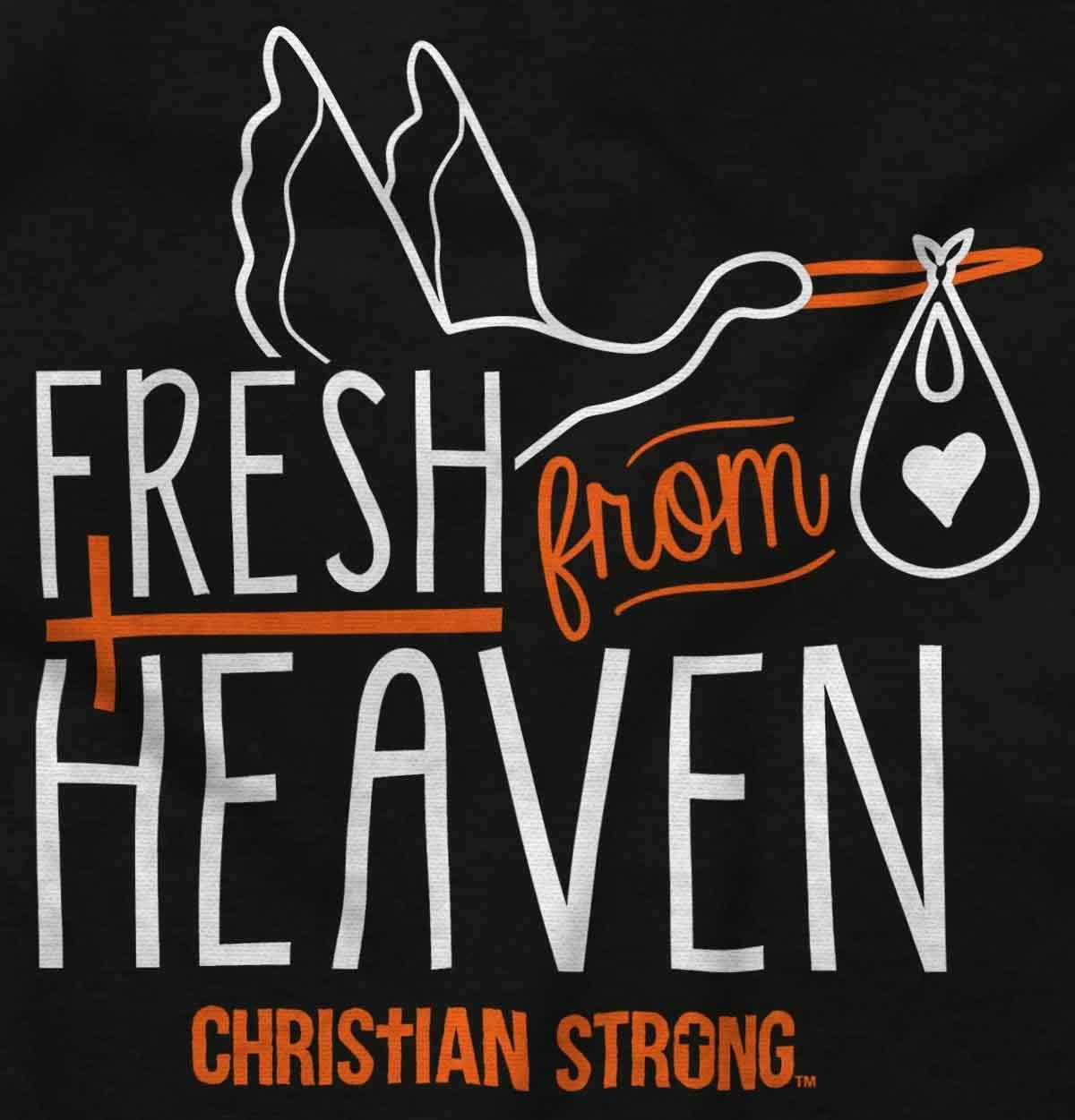 imageBrisco Brands Fresh From Heaven Shower Religious Baby Romper Boys or GirlsBlack