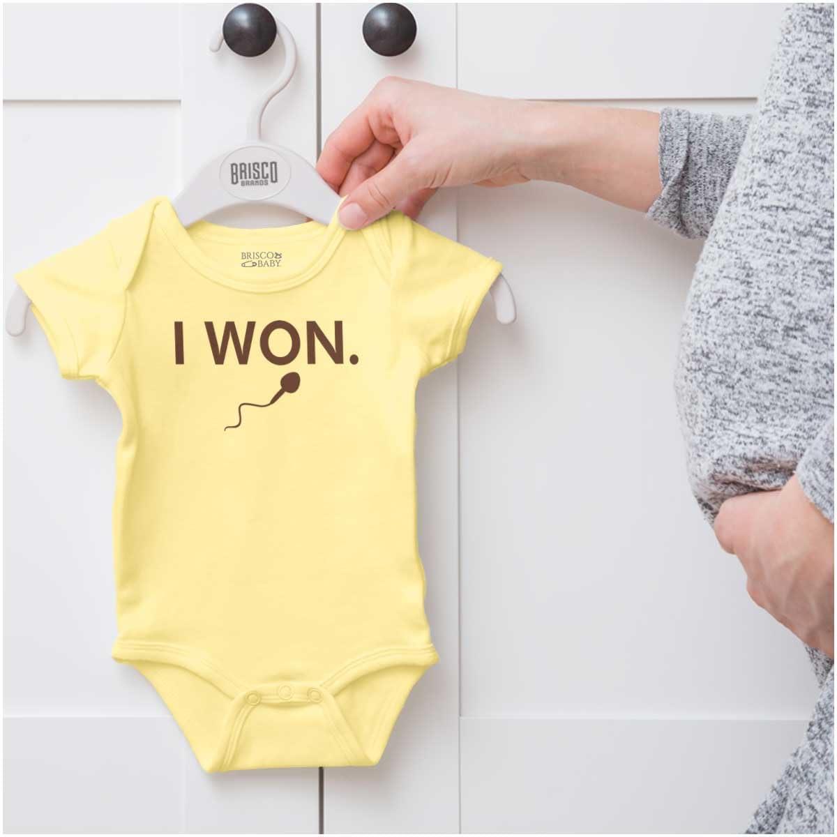 imageBrisco Brands Funny I Won Little Swimmers Race Baby Romper Boys or GirlsBanana