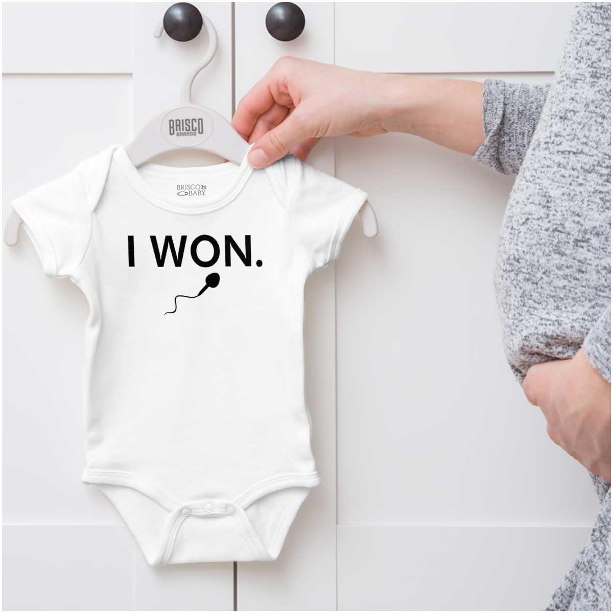 imageBrisco Brands Funny I Won Little Swimmers Race Baby Romper Boys or GirlsWhite