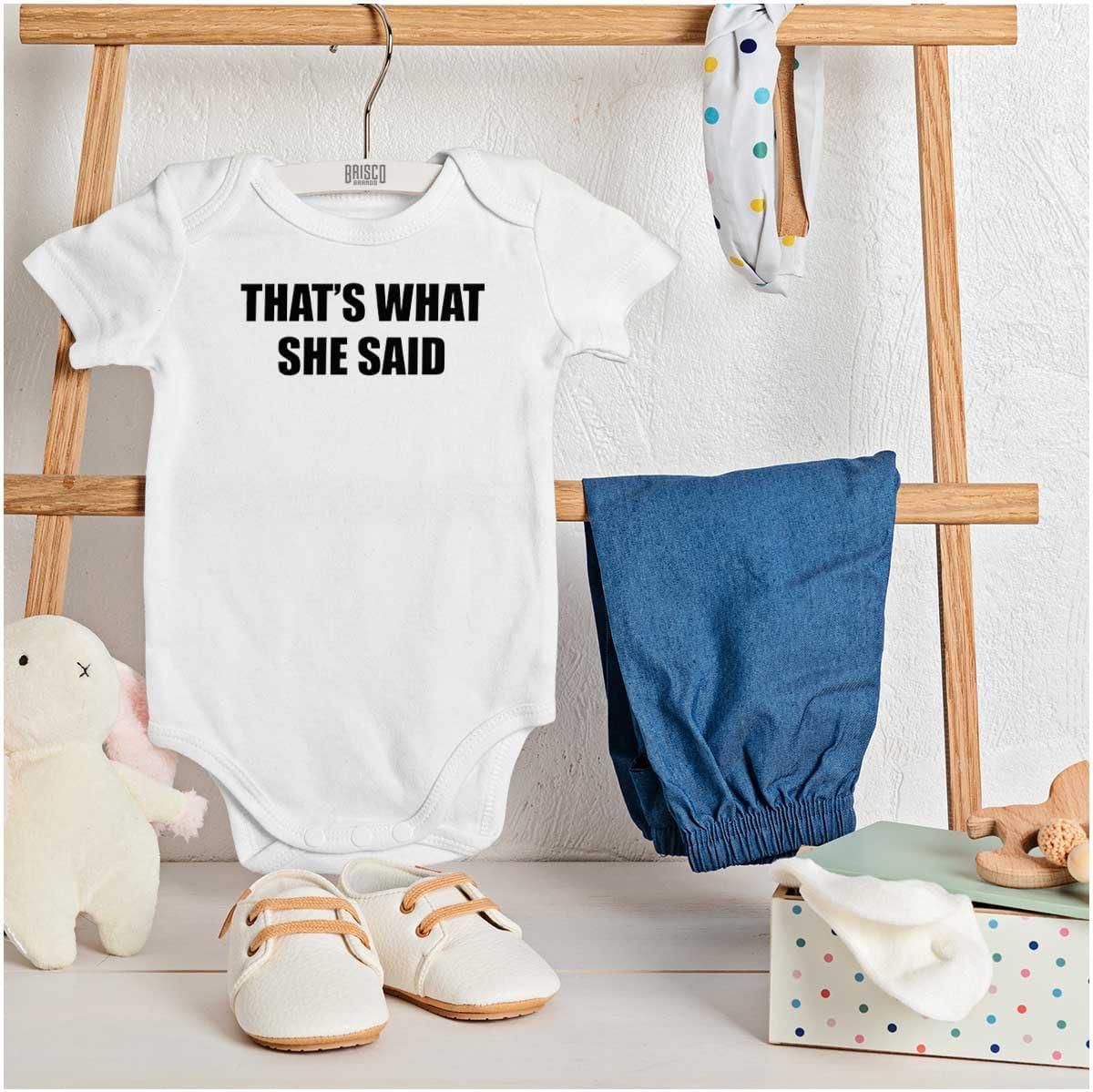 imageBrisco Brands Funny Thats What She Said Joke Baby Romper Boys or GirlsWhite