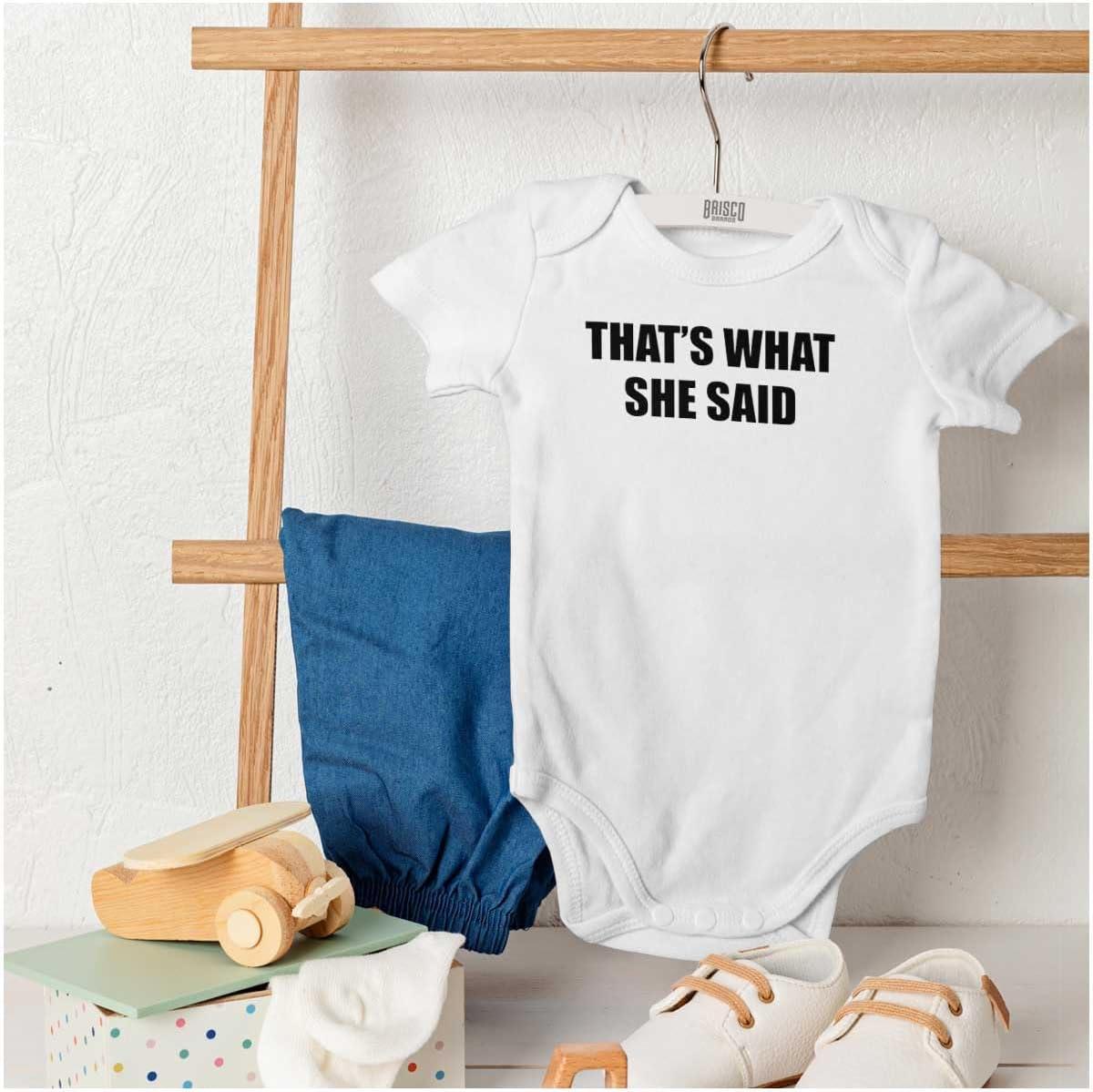 imageBrisco Brands Funny Thats What She Said Joke Baby Romper Boys or GirlsWhite