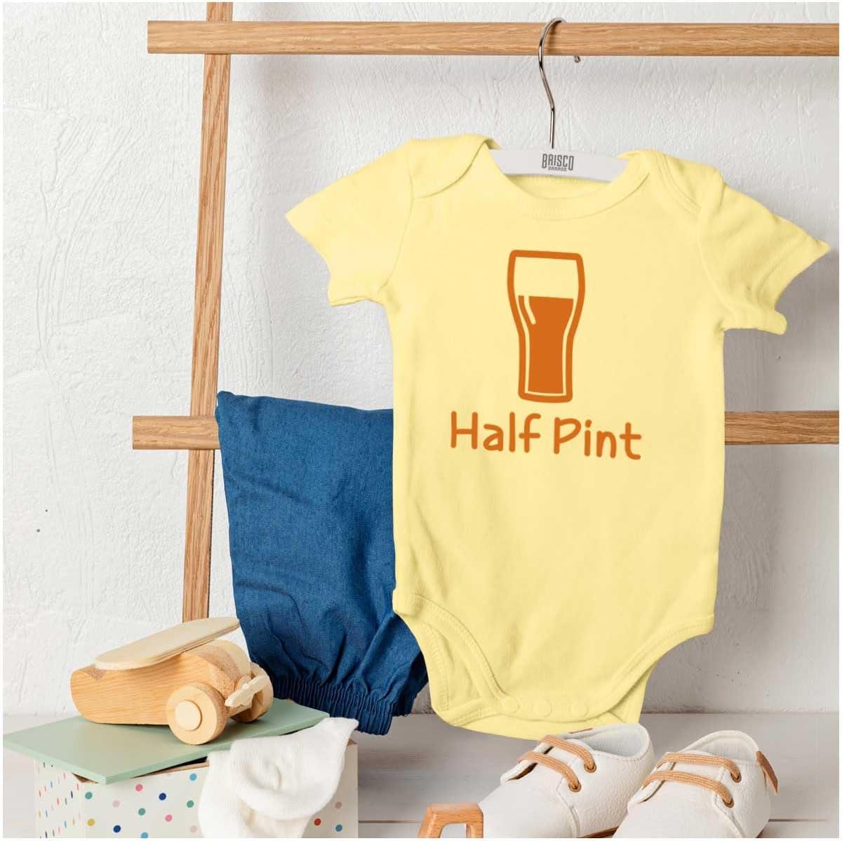 imageBrisco Brands Half Pint Milk Bottle Humor Dad Joke Baby Romper Boys or GirlsBanana
