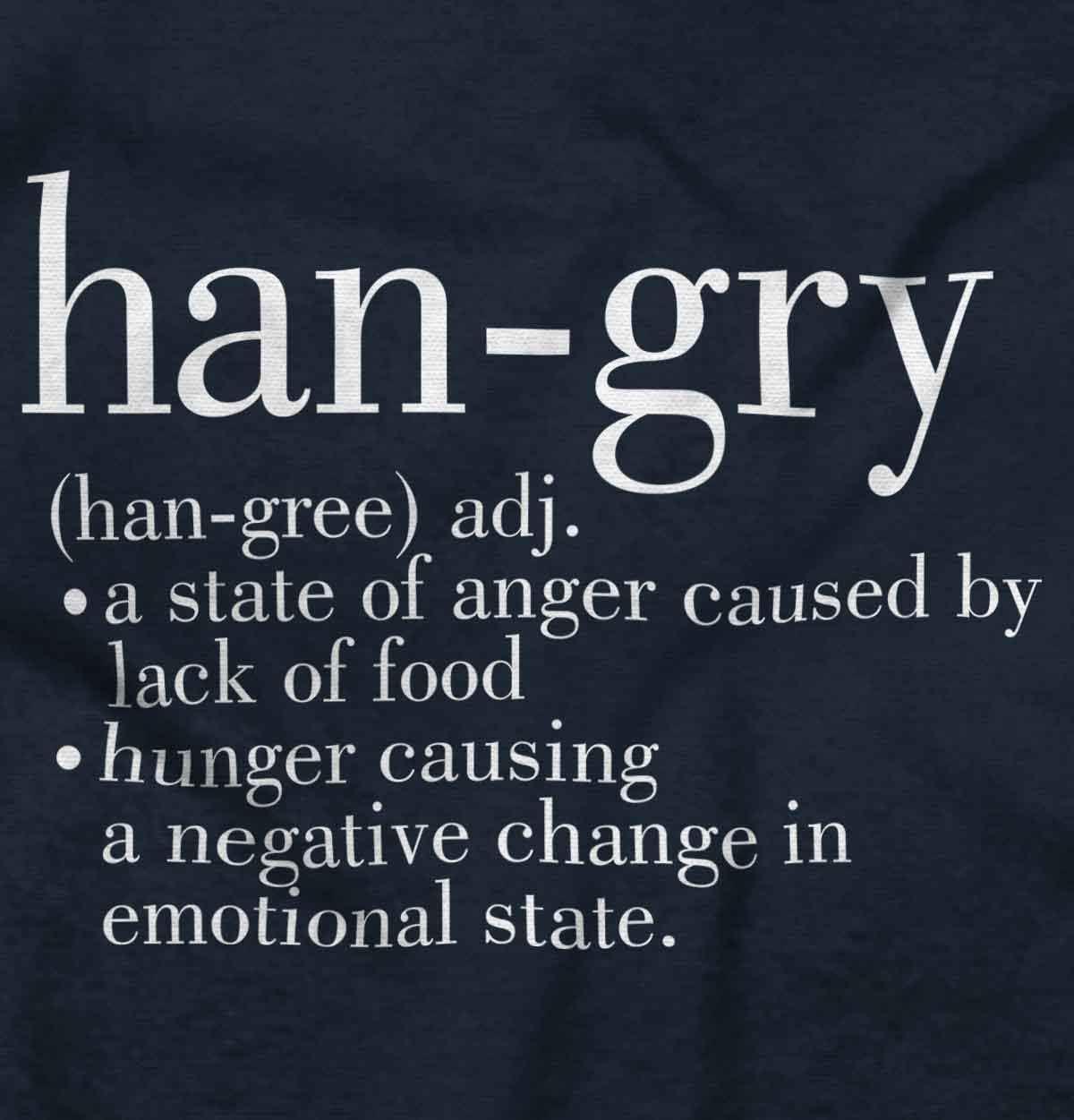 imageBrisco Brands Hangry Definition Angry Foodie Baby Romper Boys or GirlsNavy