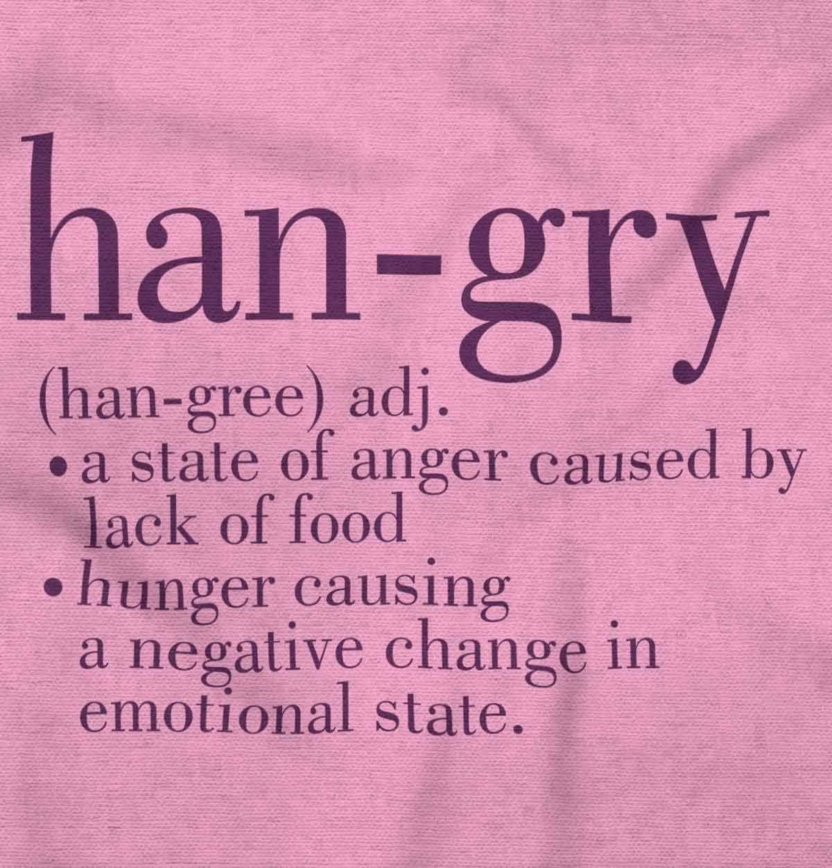 imageBrisco Brands Hangry Definition Angry Foodie Baby Romper Boys or GirlsPink