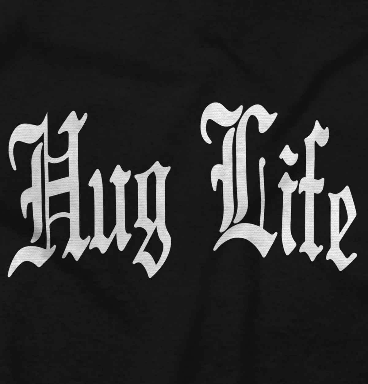 imageBrisco Brands Hug Life Tattoo Letters Font Funny Baby Romper Boys or GirlsBlack