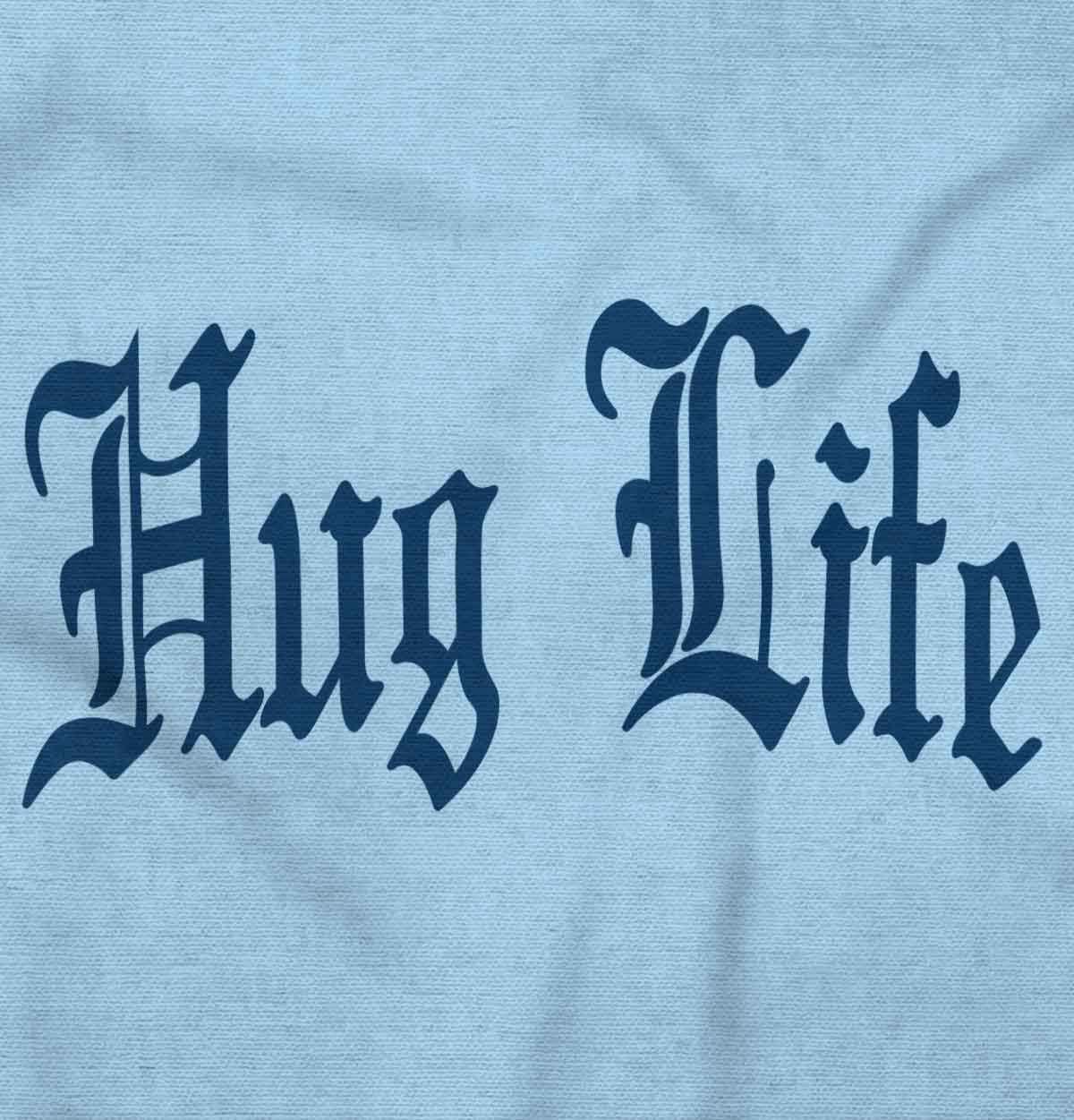 imageBrisco Brands Hug Life Tattoo Letters Font Funny Baby Romper Boys or GirlsLight Blue