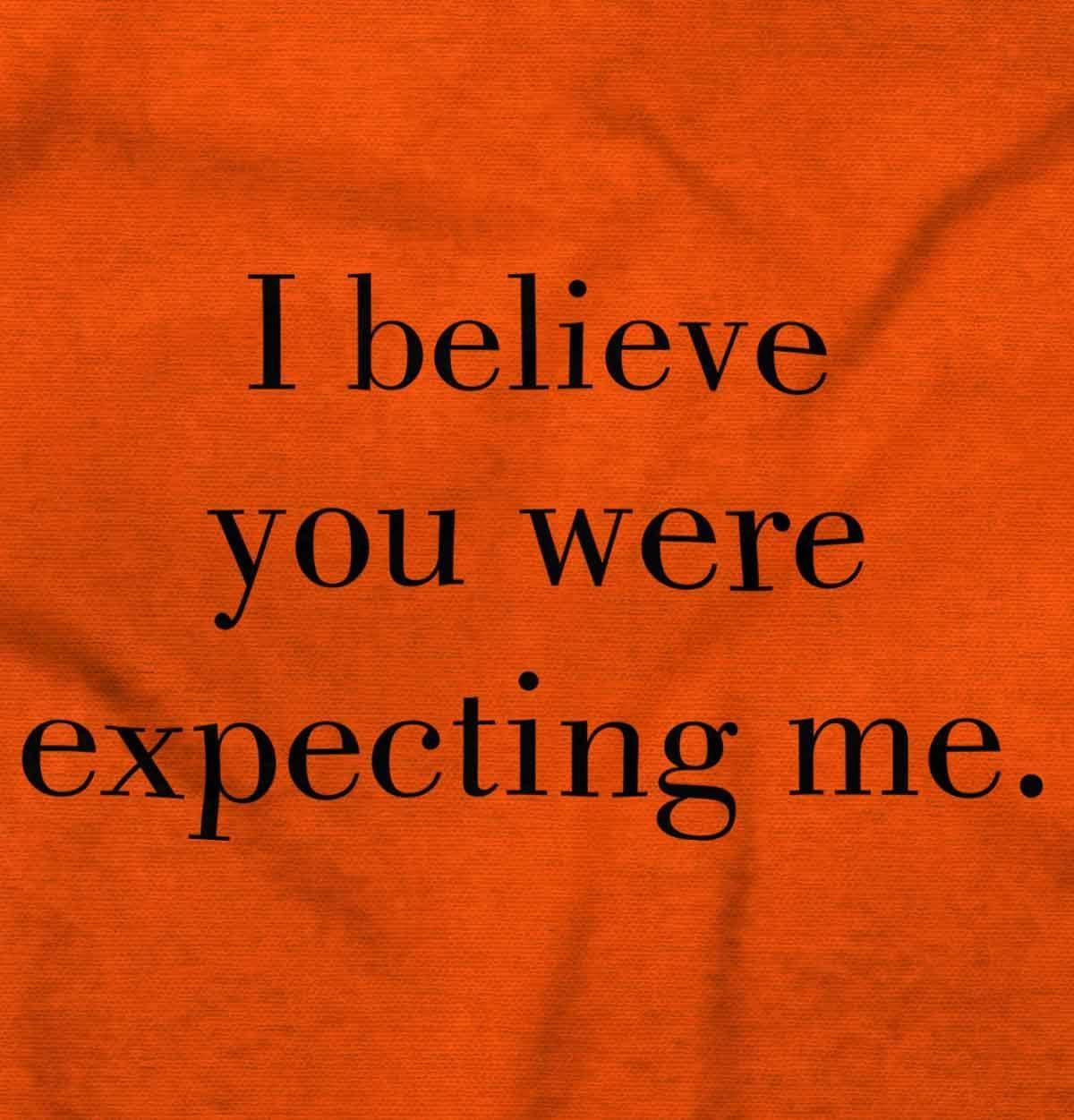 imageBrisco Brands I Believe You Were Expecting Me Baby Romper Boys or GirlsOrange