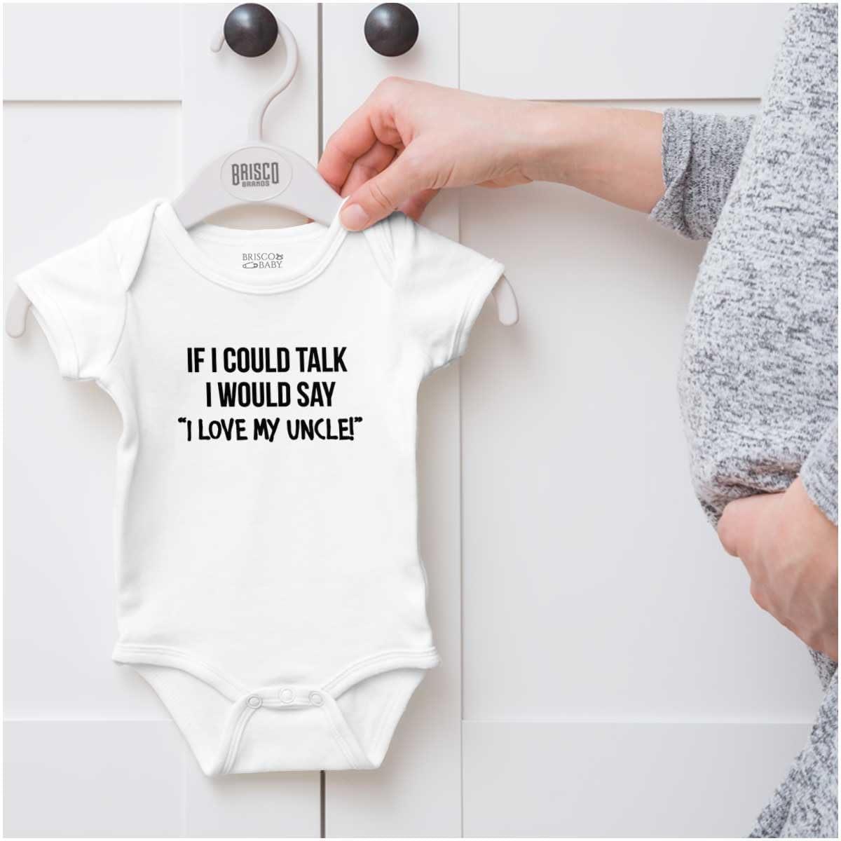 imageBrisco Brands If I Could Talk Id Say Love My Uncle Baby Romper Boys or GirlsWhite
