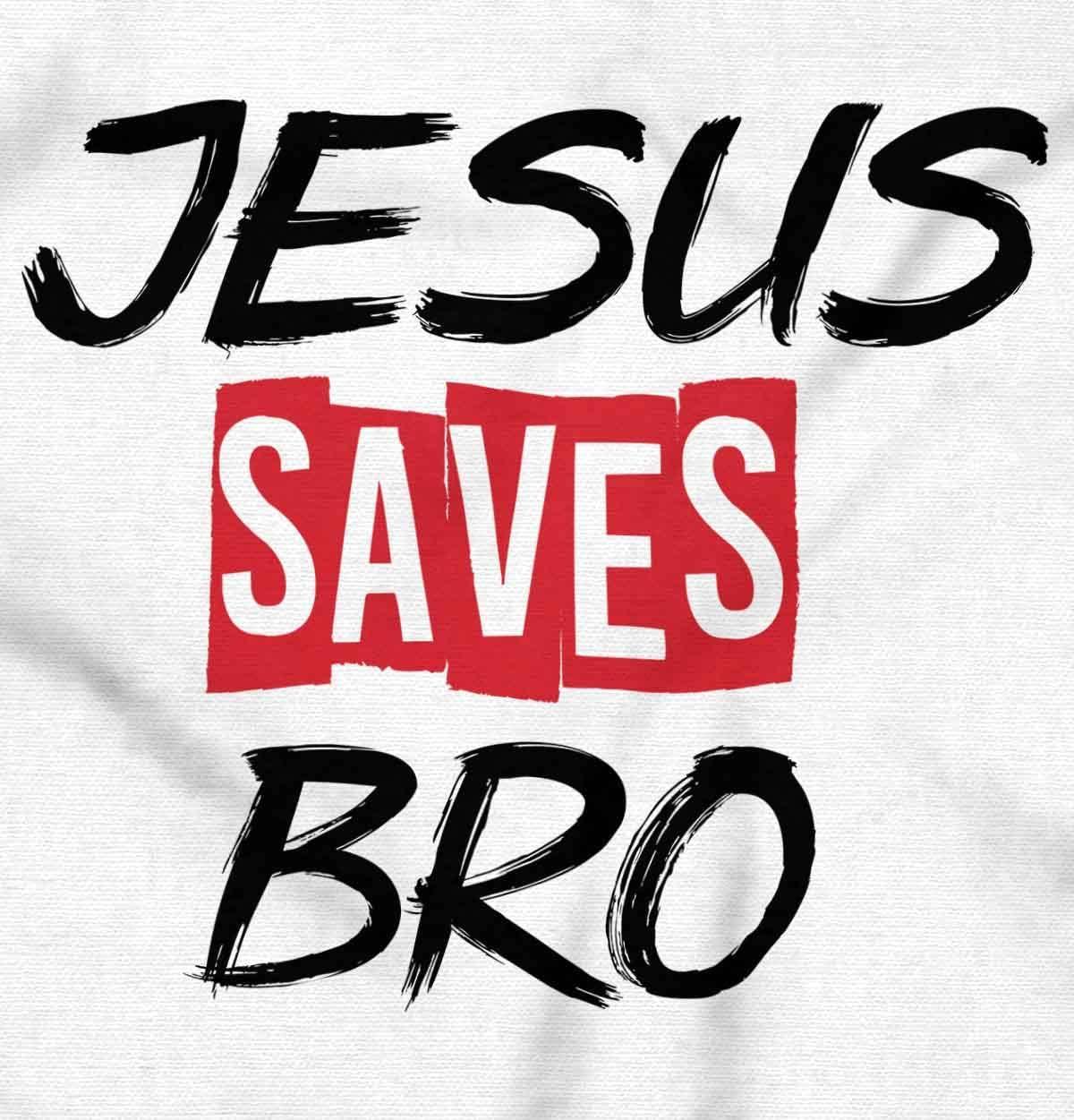 imageBrisco Brands Jesus Saves Bro Funny Christian Baby Romper Boys or GirlsWhite
