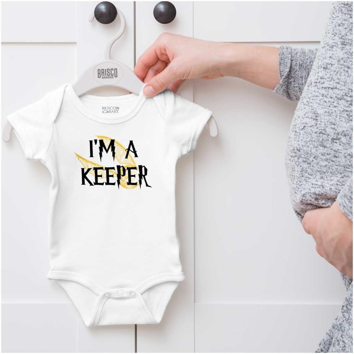 imageBrisco Brands Keep Me Magical Funny Witch Wizard Baby Romper Boys or GirlsWhite