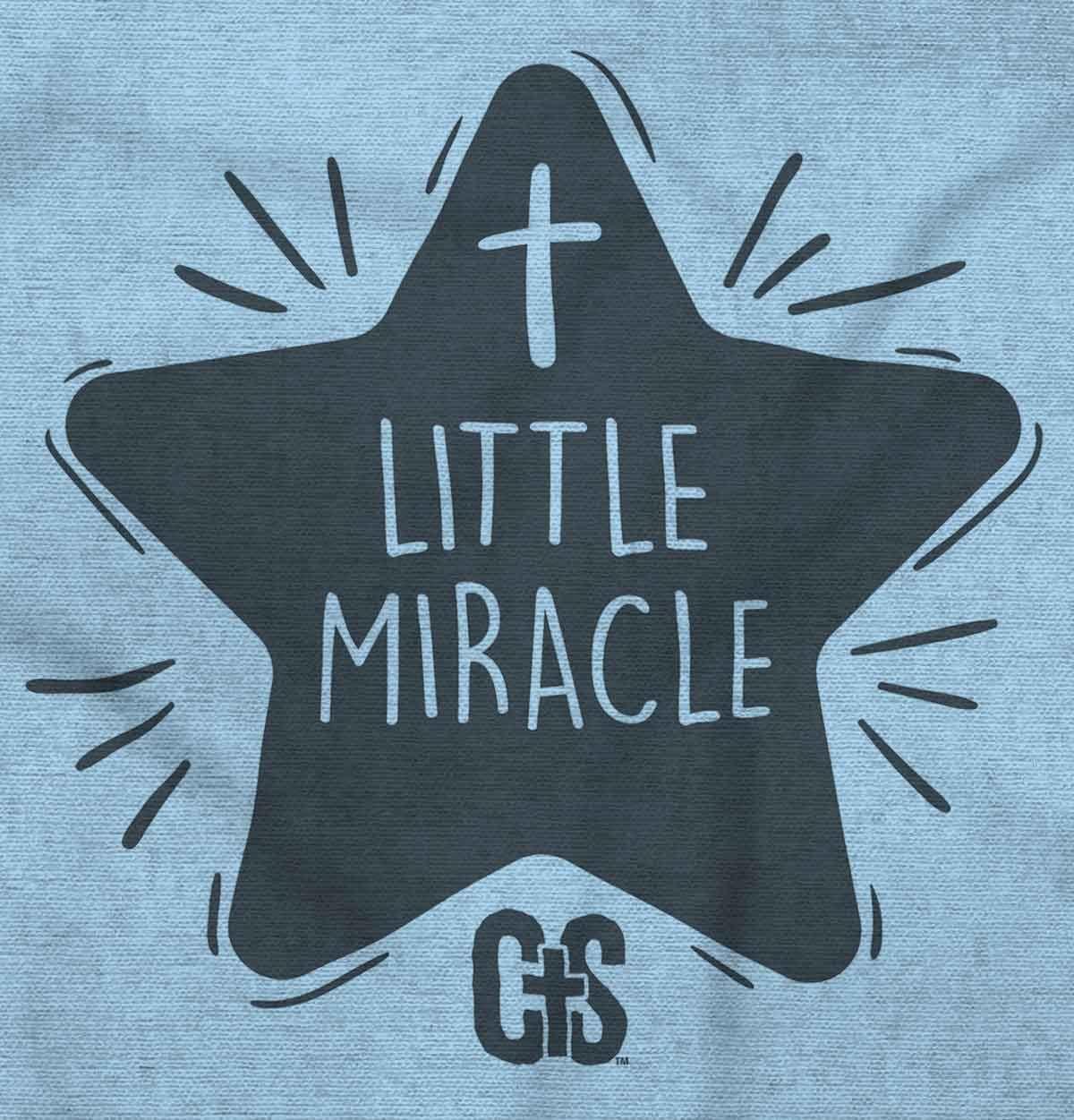 imageBrisco Brands Little Miracle Christian Religious Baby Romper Boys or GirlsLight Blue