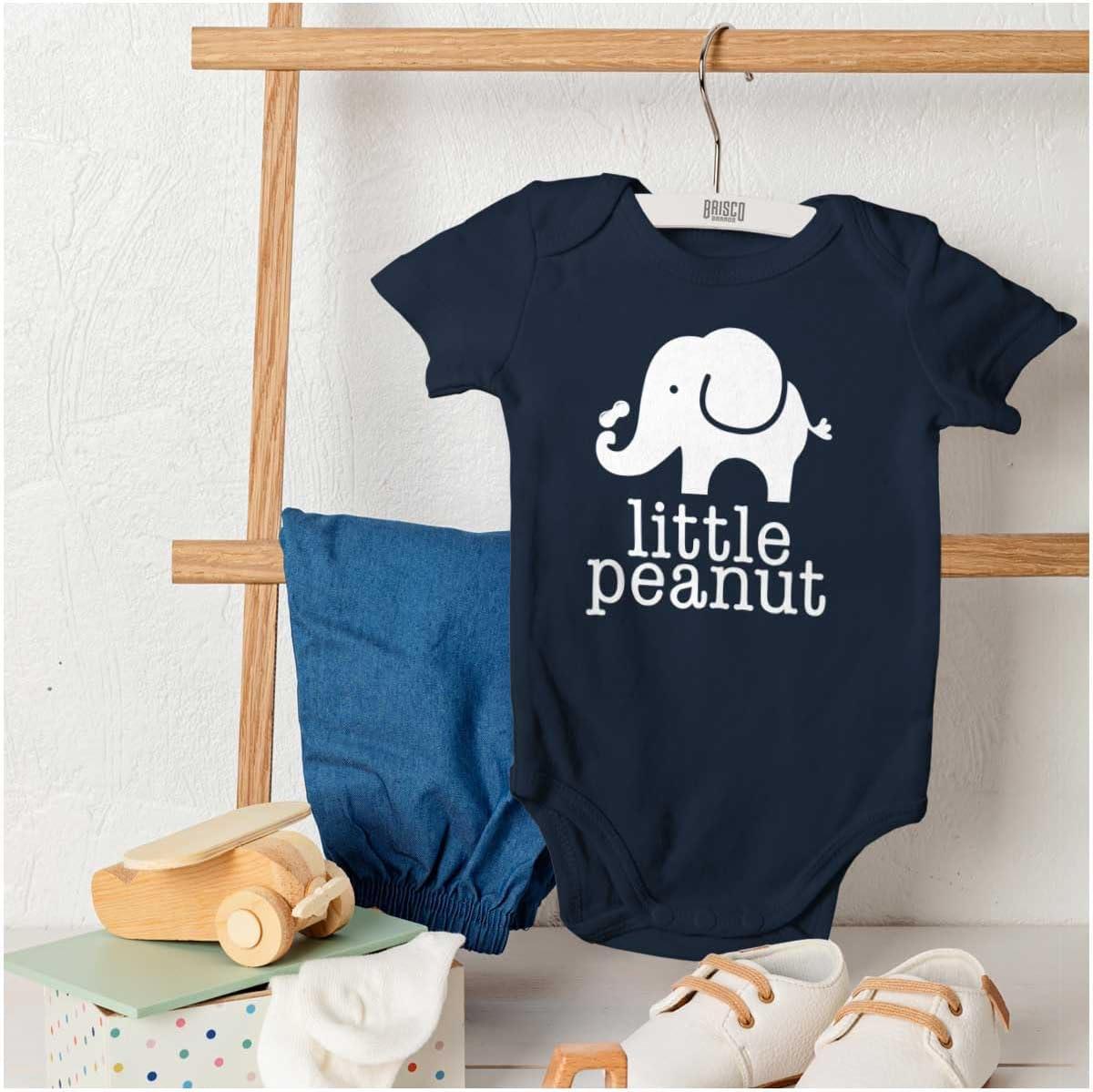 imageBrisco Brands Little Peanut Cute Lil Elephant Lover Baby Romper Boys or GirlsNavy
