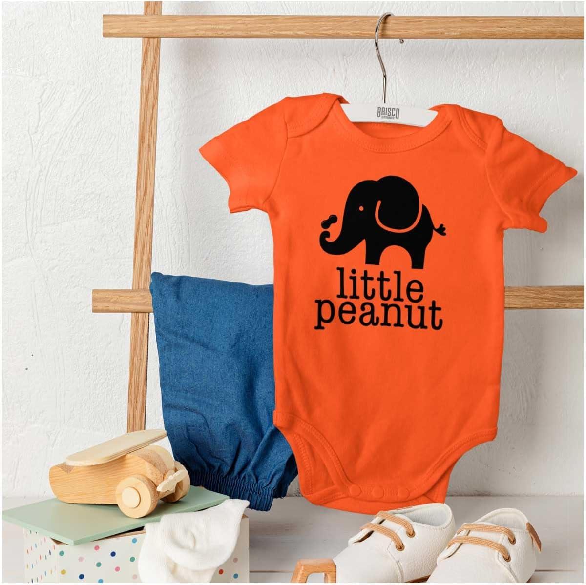 imageBrisco Brands Little Peanut Cute Lil Elephant Lover Baby Romper Boys or GirlsOrange