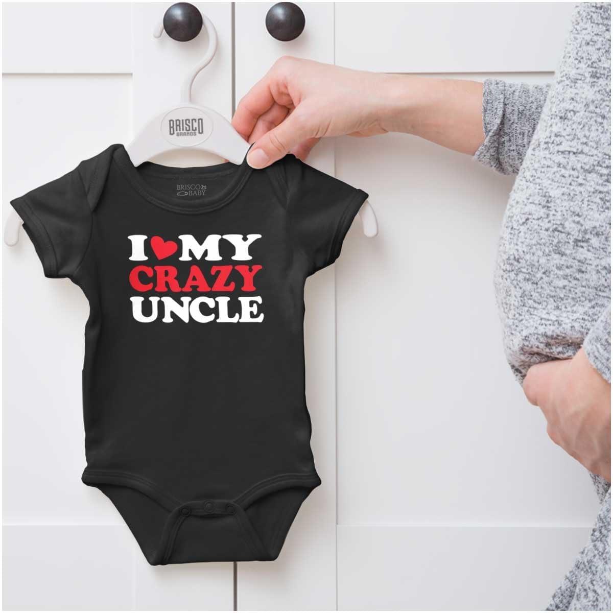 imageBrisco Brands Love Crazy Uncle Family Niece Nephew Baby Romper Boys or GirlsBlack
