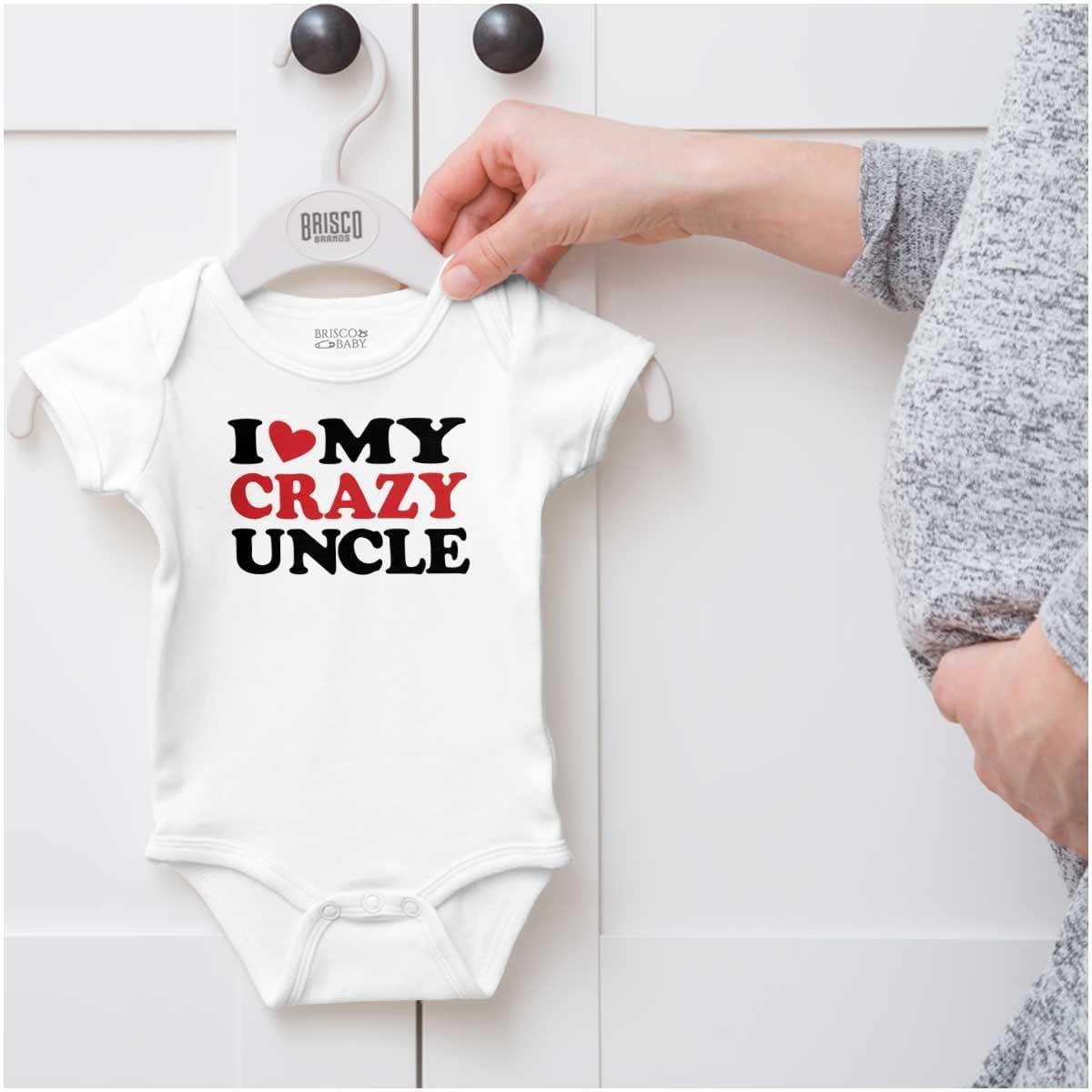 imageBrisco Brands Love Crazy Uncle Family Niece Nephew Baby Romper Boys or GirlsWhite