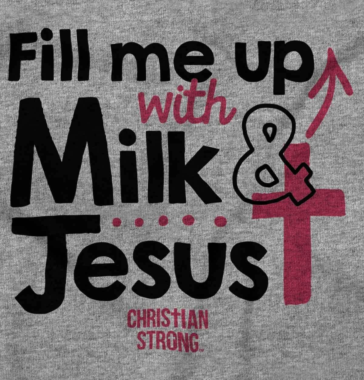 imageBrisco Brands Milk And Jesus Funny Christian Cross Baby Bodysuit Jumper GirlsHeather