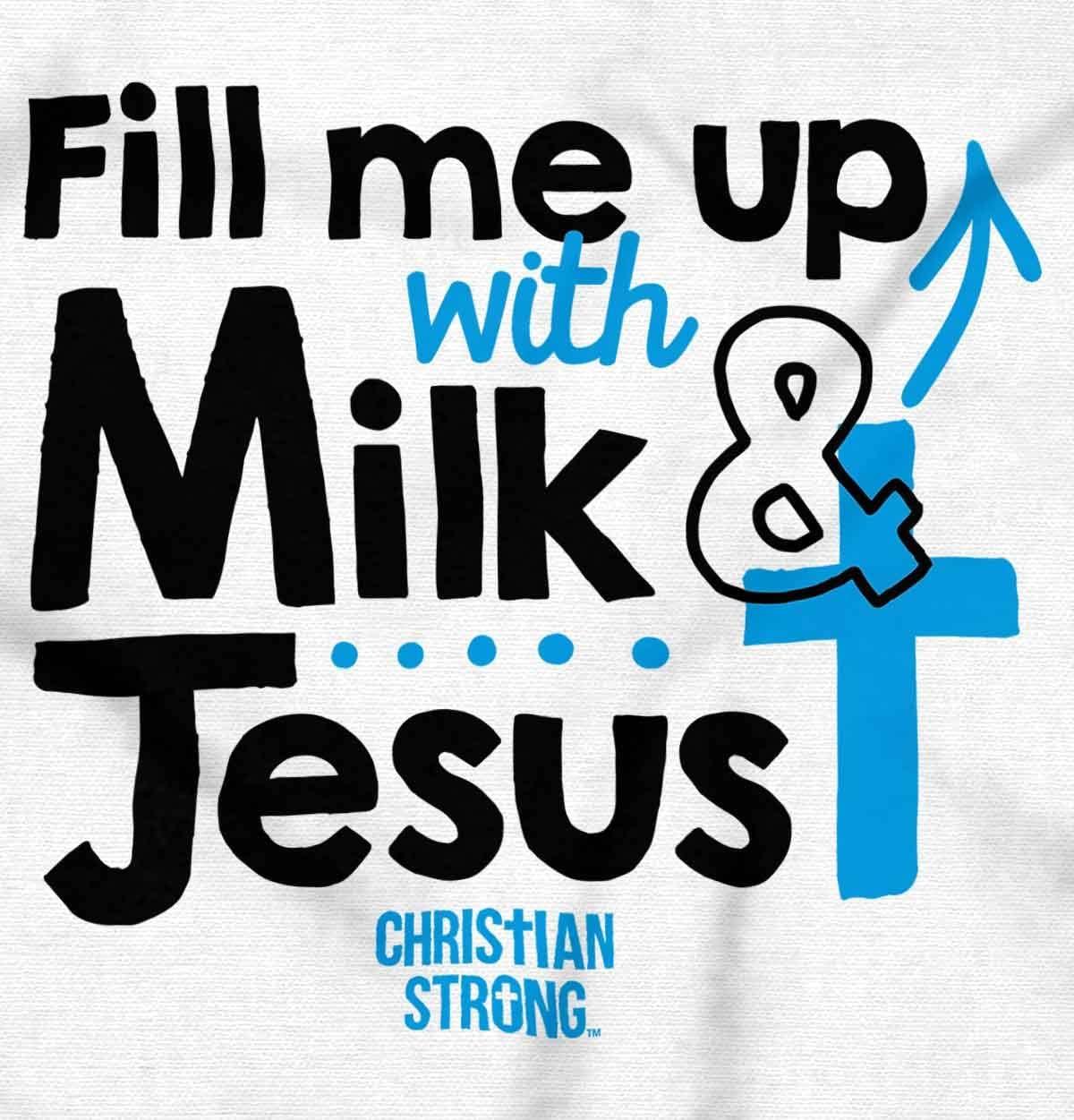 imageBrisco Brands Milk And Jesus Funny Christian Cross Baby Bodysuit Jumper GirlsWhite