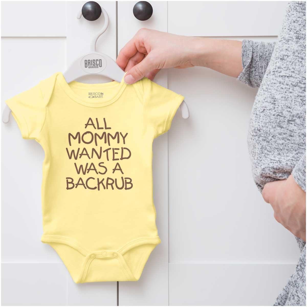 imageBrisco Brands Mommy Wanted a Backrub Funny Humor Baby Romper Boys or GirlsBanana