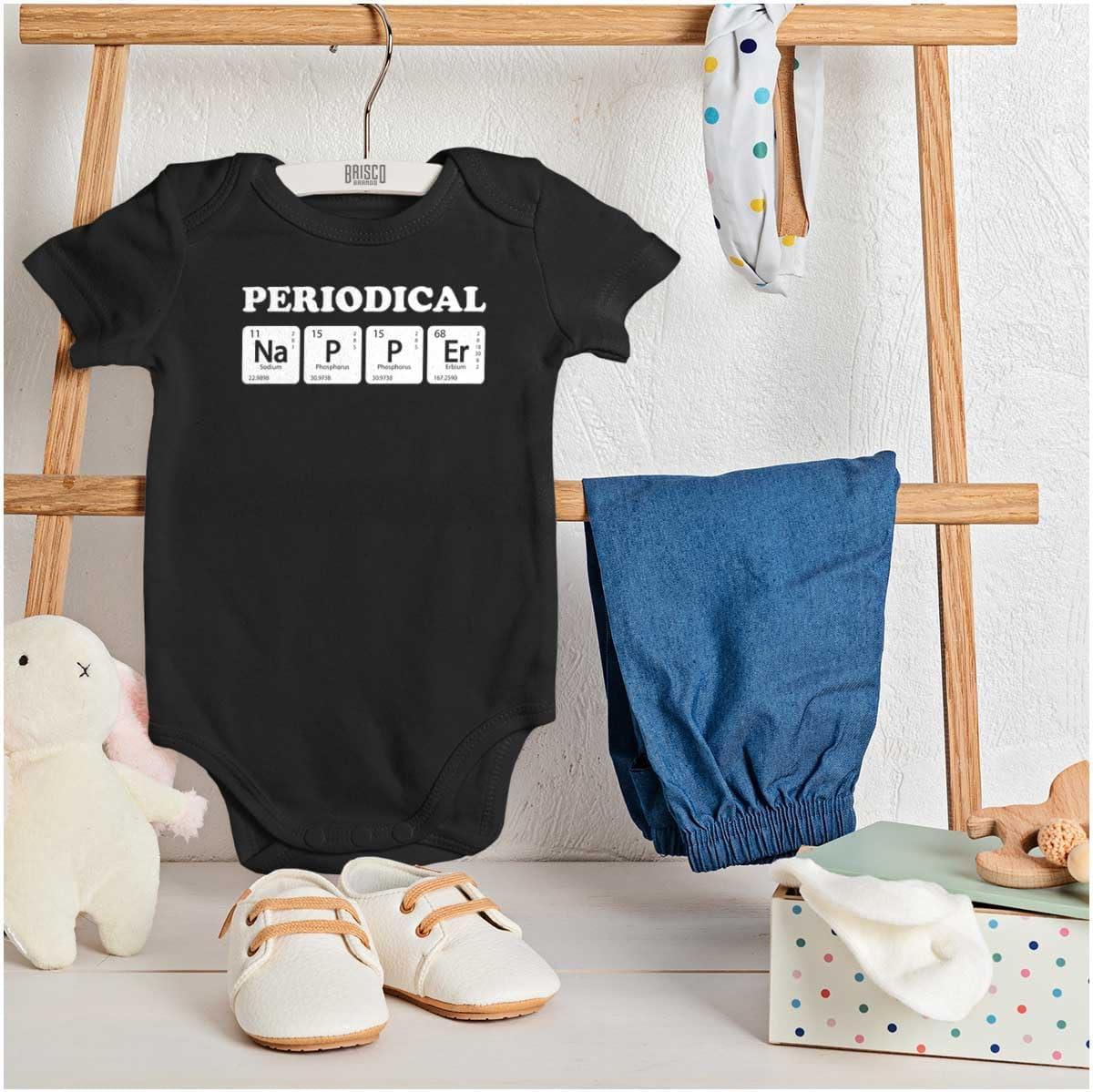 imageBrisco Brands Periodical Napper Science Nerd Baby Romper Boys or GirlsBlack