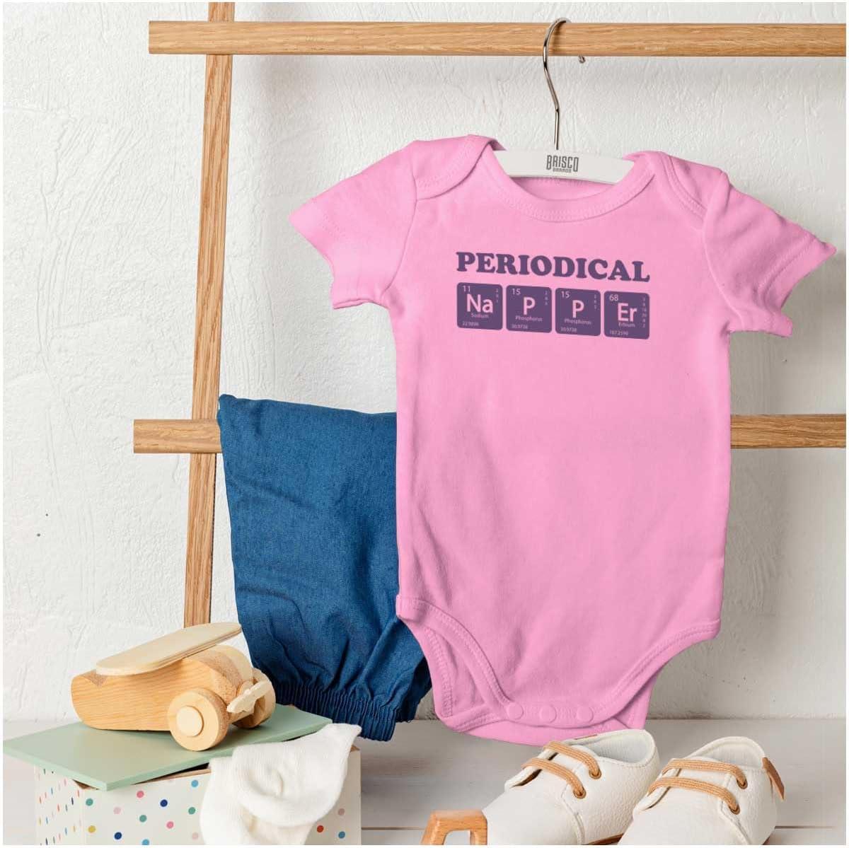 imageBrisco Brands Periodical Napper Science Nerd Baby Romper Boys or GirlsPink