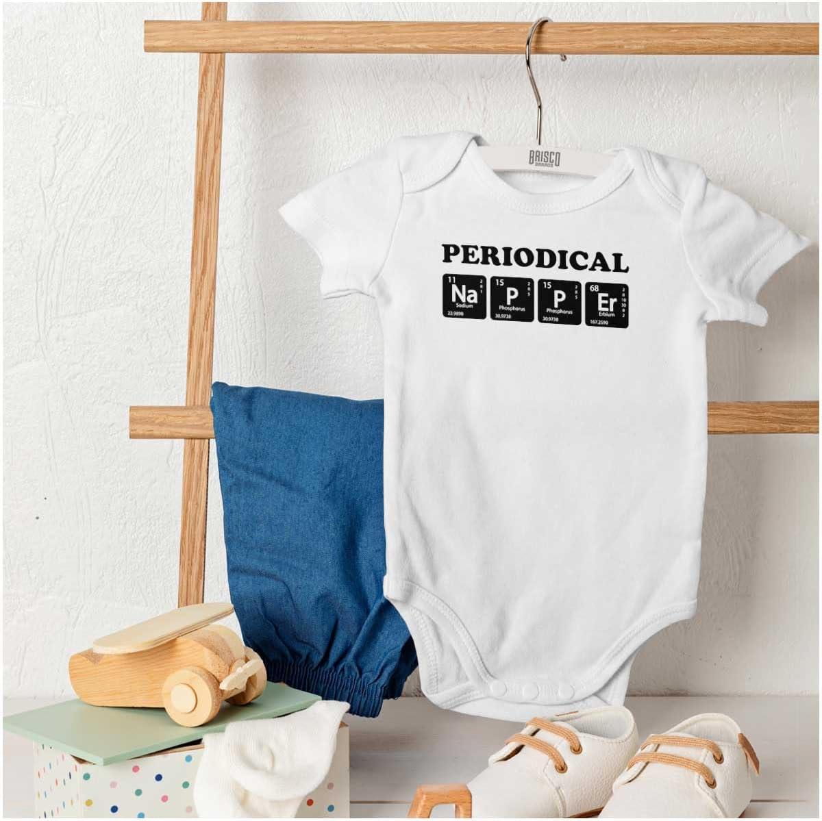 imageBrisco Brands Periodical Napper Science Nerd Baby Romper Boys or GirlsWhite