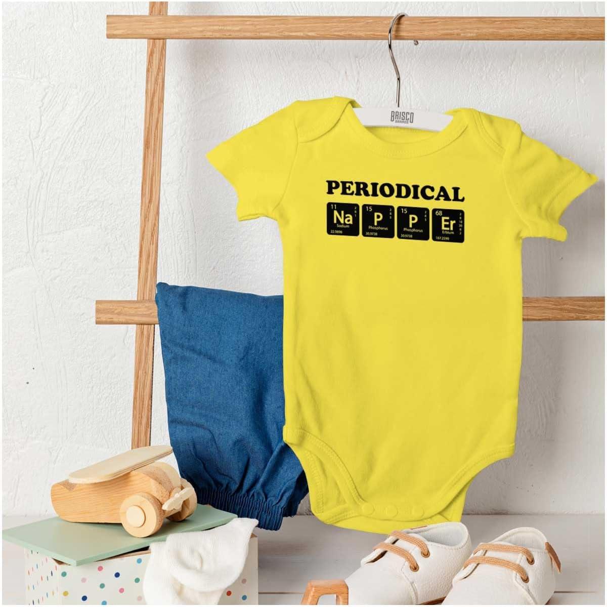 imageBrisco Brands Periodical Napper Science Nerd Baby Romper Boys or GirlsZest
